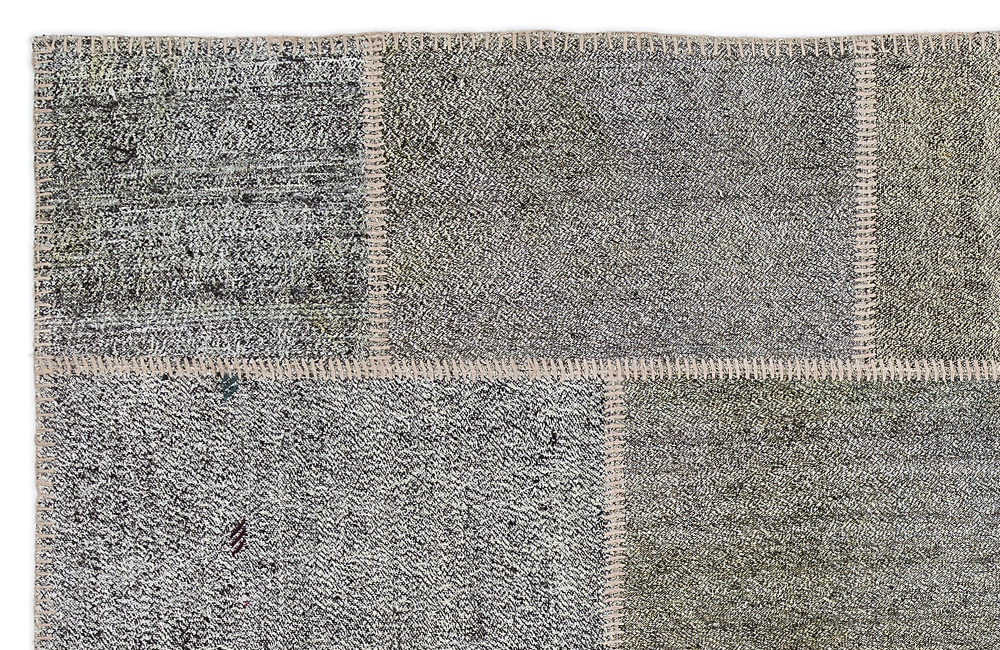 Teselya 1172 Grey Patchwork Wool Handmade Area Rug 5'3" x 7'7"