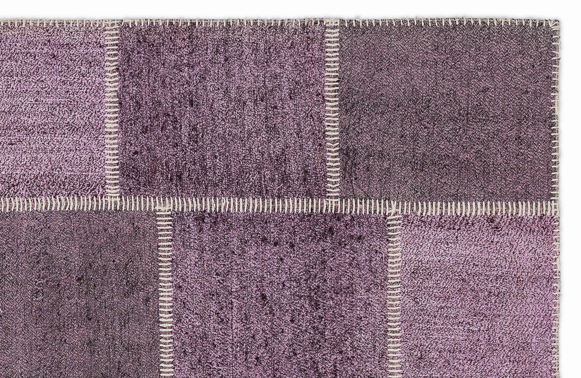 Teselya 1177 Pink Patchwork Wool Handmade Area Rug 5'3" x 7'7"