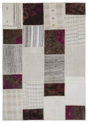 Teselya 1178 White Floral Wool Handmade Area Rug 5'3" x 7'7"