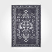 Digital Print Area Rug - Washable Non Slip Anthracite Frame Chenille Cotton Rug