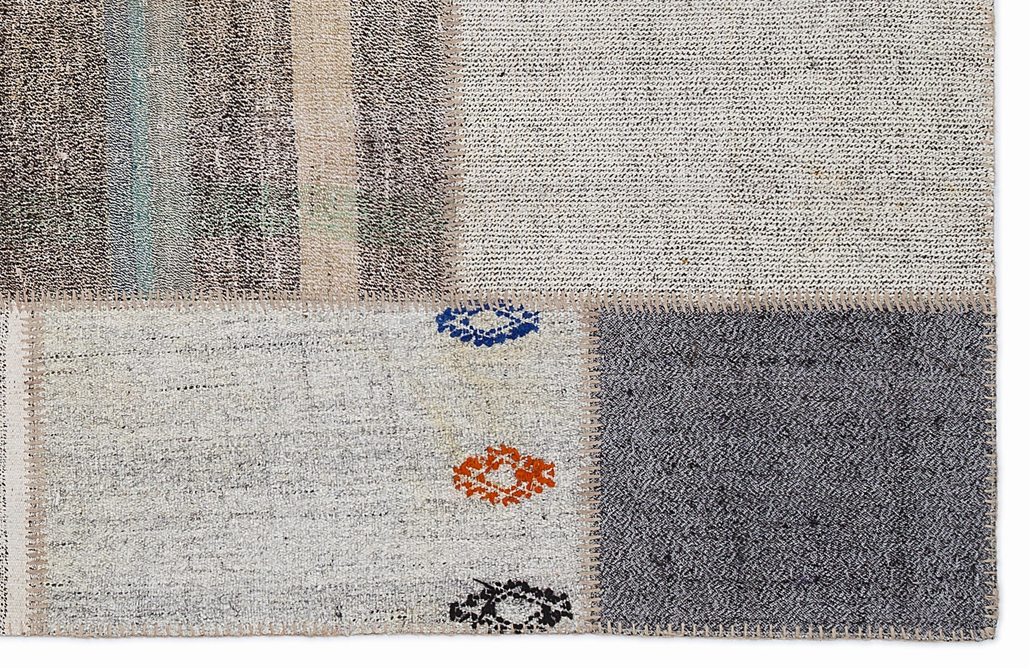Teselya 1180 Beige Striped Wool Handmade Area Rug 5'3" x 7'7"