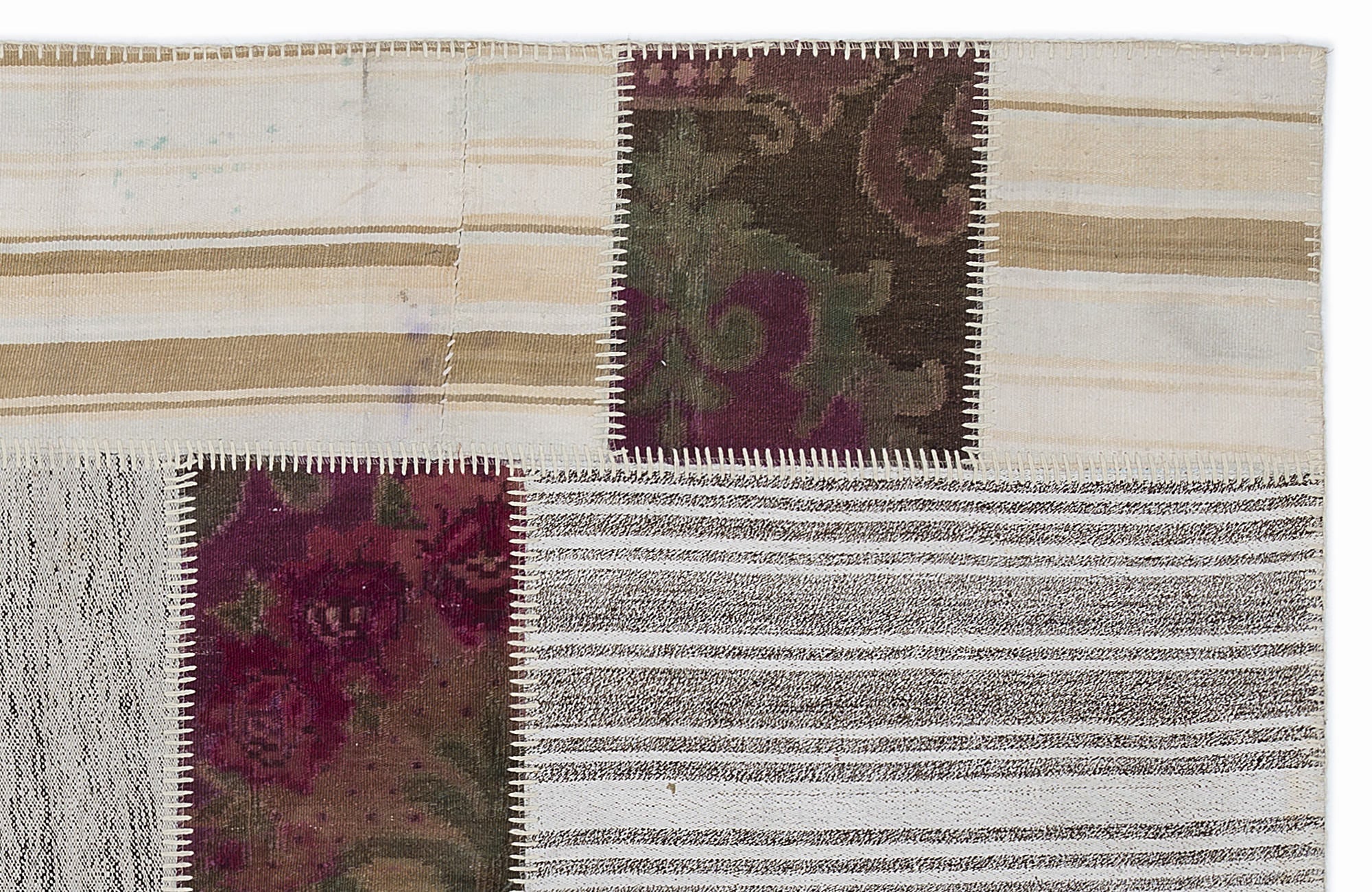 Teselya 1188 Beige Floral Wool Handmade Area Rug 5'3" x 7'7"
