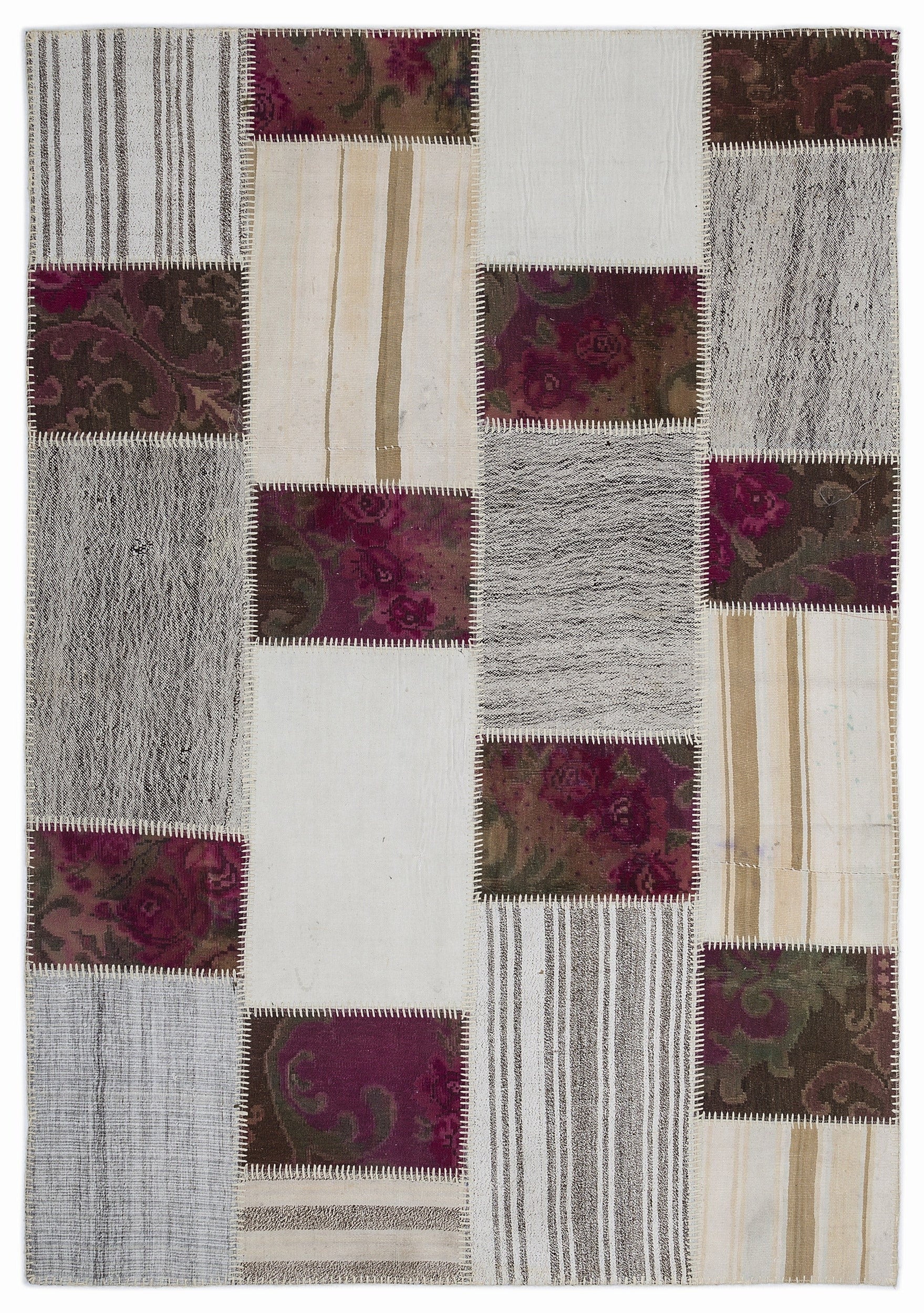 Teselya 1188 Beige Floral Wool Handmade Area Rug 5'3" x 7'7"