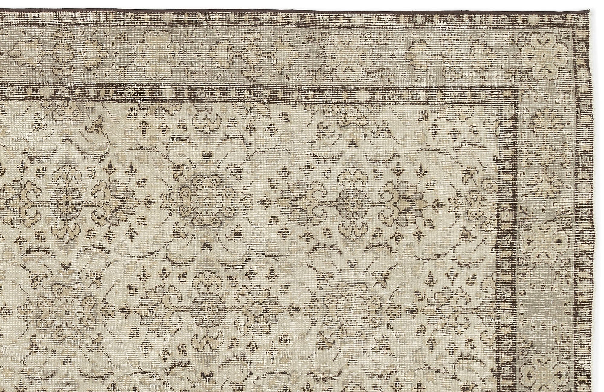 Atina Beige Vintage Wool Handmade Area Rug 4'10" x 8'6"