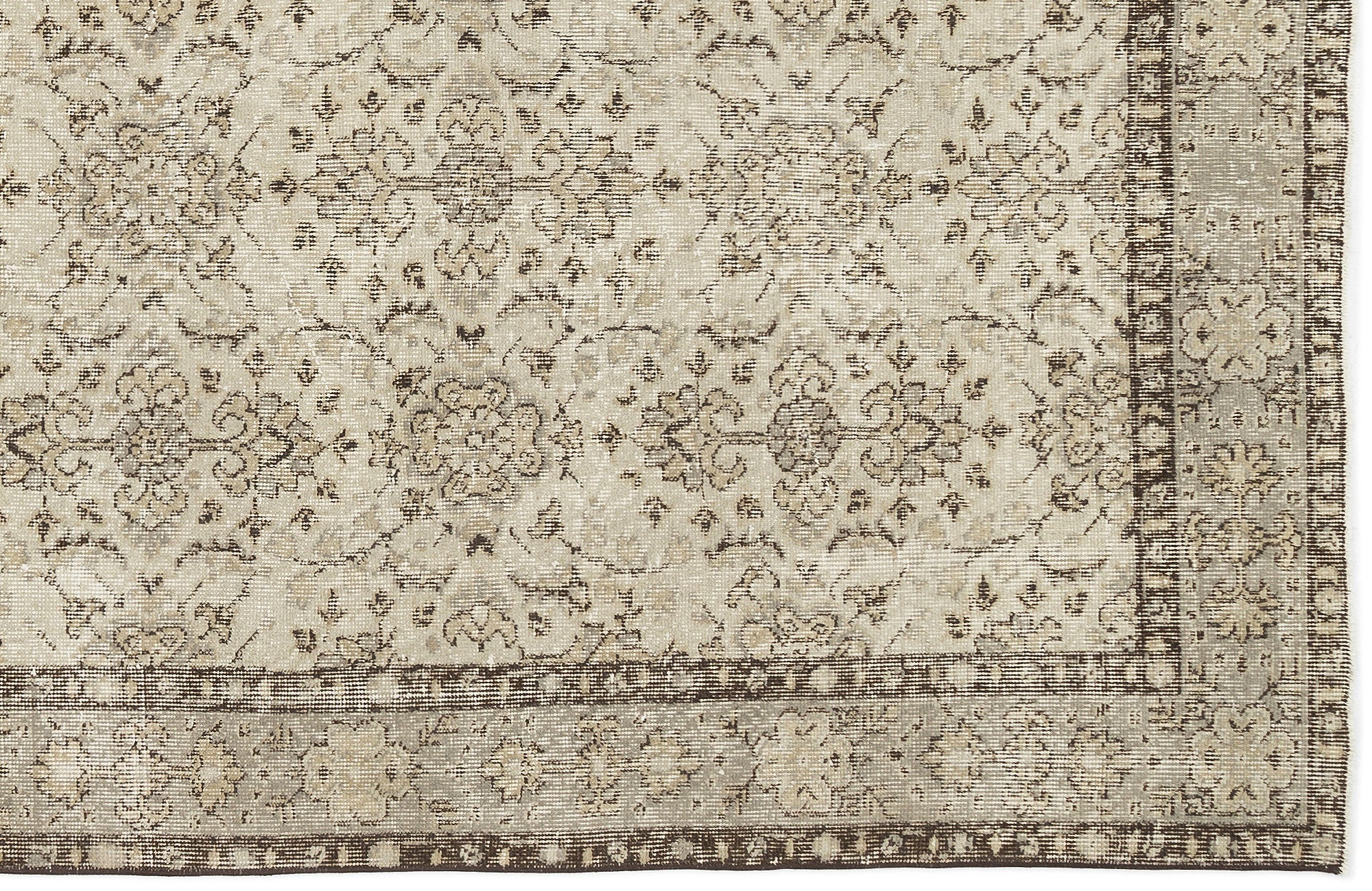 Atina Beige Vintage Wool Handmade Area Rug 4'10" x 8'6"