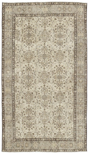 Atina Beige Vintage Wool Handmade Area Rug 4'10" x 8'6"