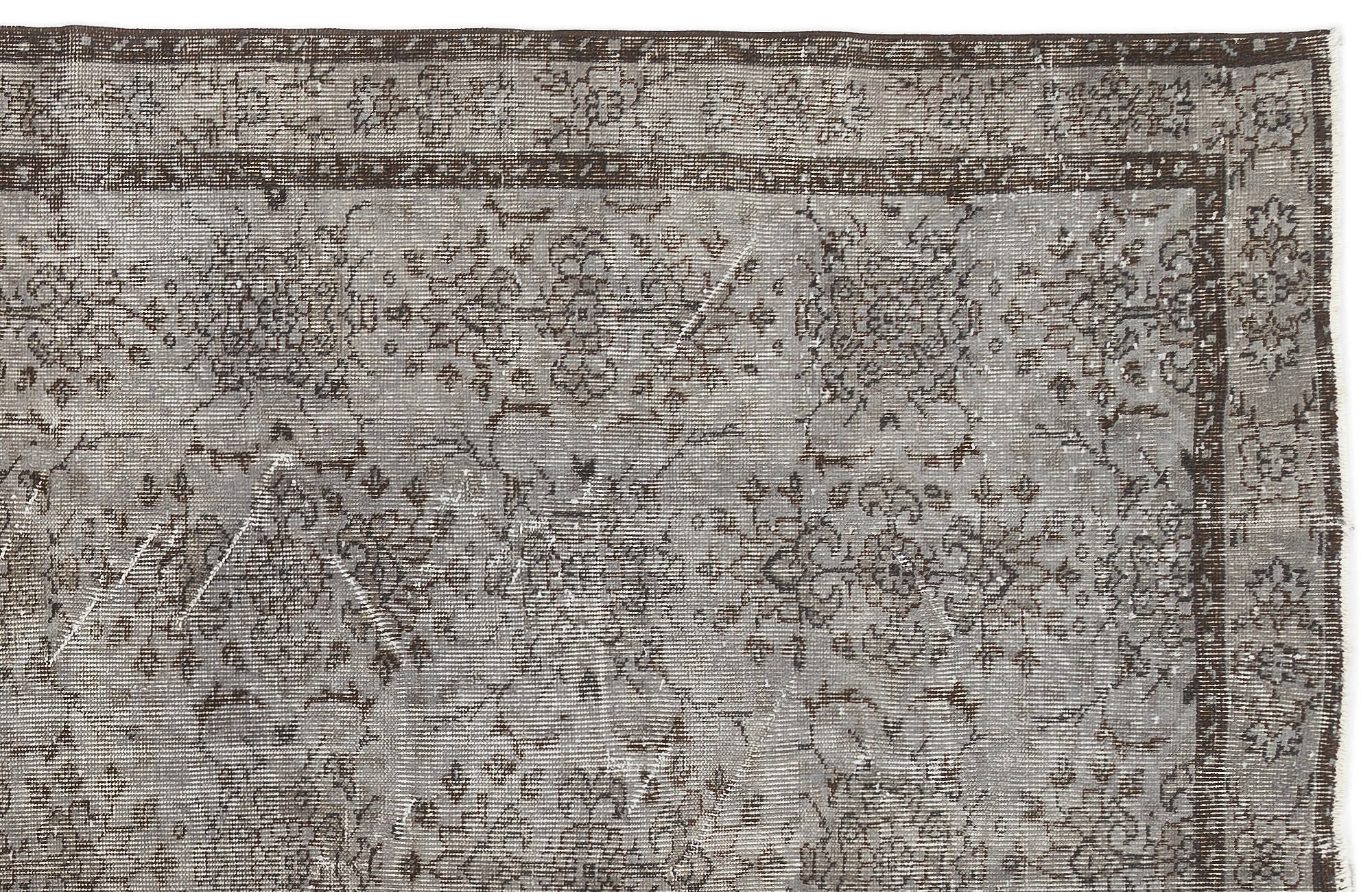 Atina Grey Vintage Wool Handmade Area Rug 5'10" x 9'8"