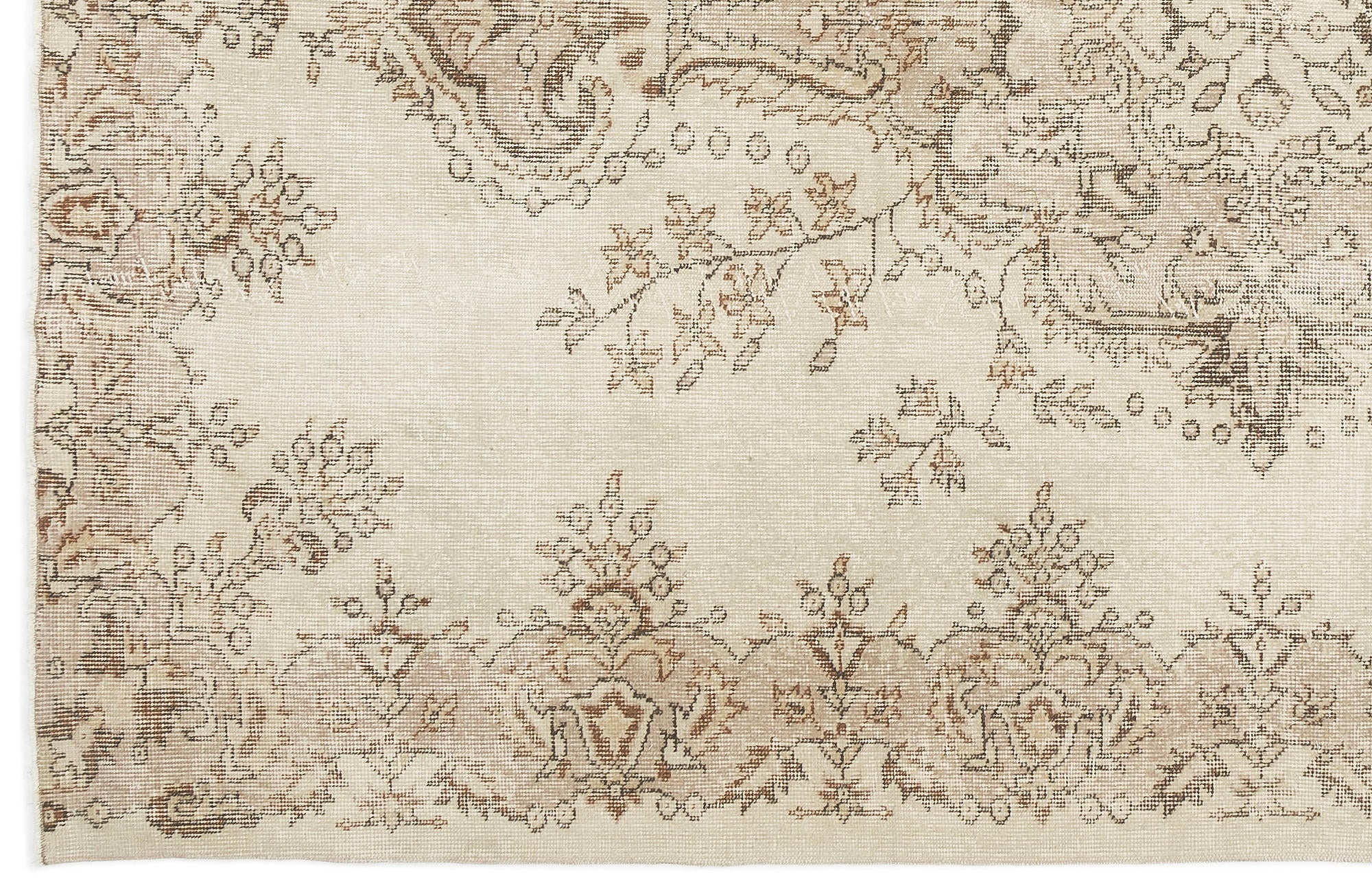 Atina Beige Vintage Wool Handmade Area Rug 6'2" x 9'1"