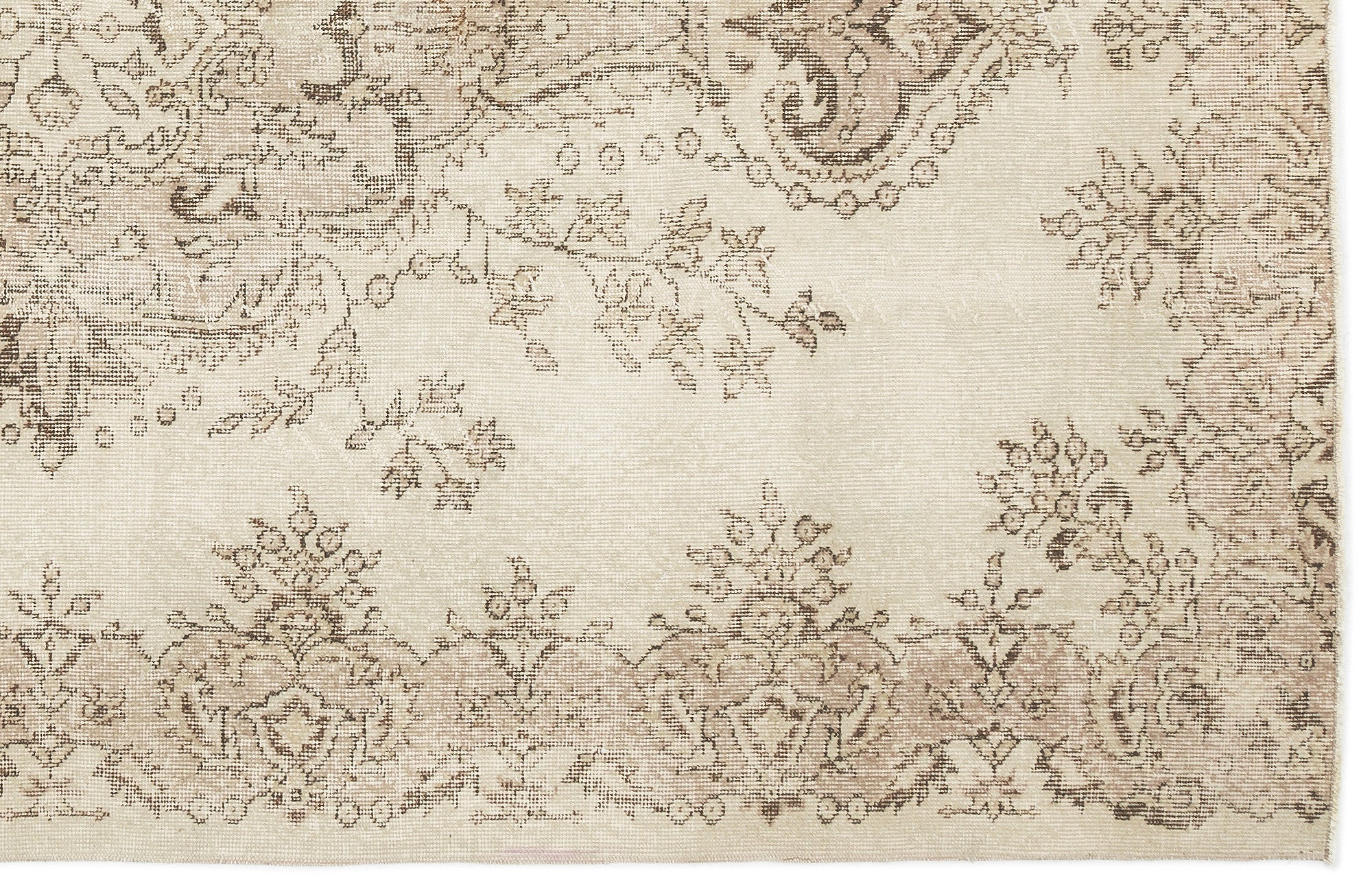 Atina Beige Vintage Wool Handmade Area Rug 6'2" x 9'1"