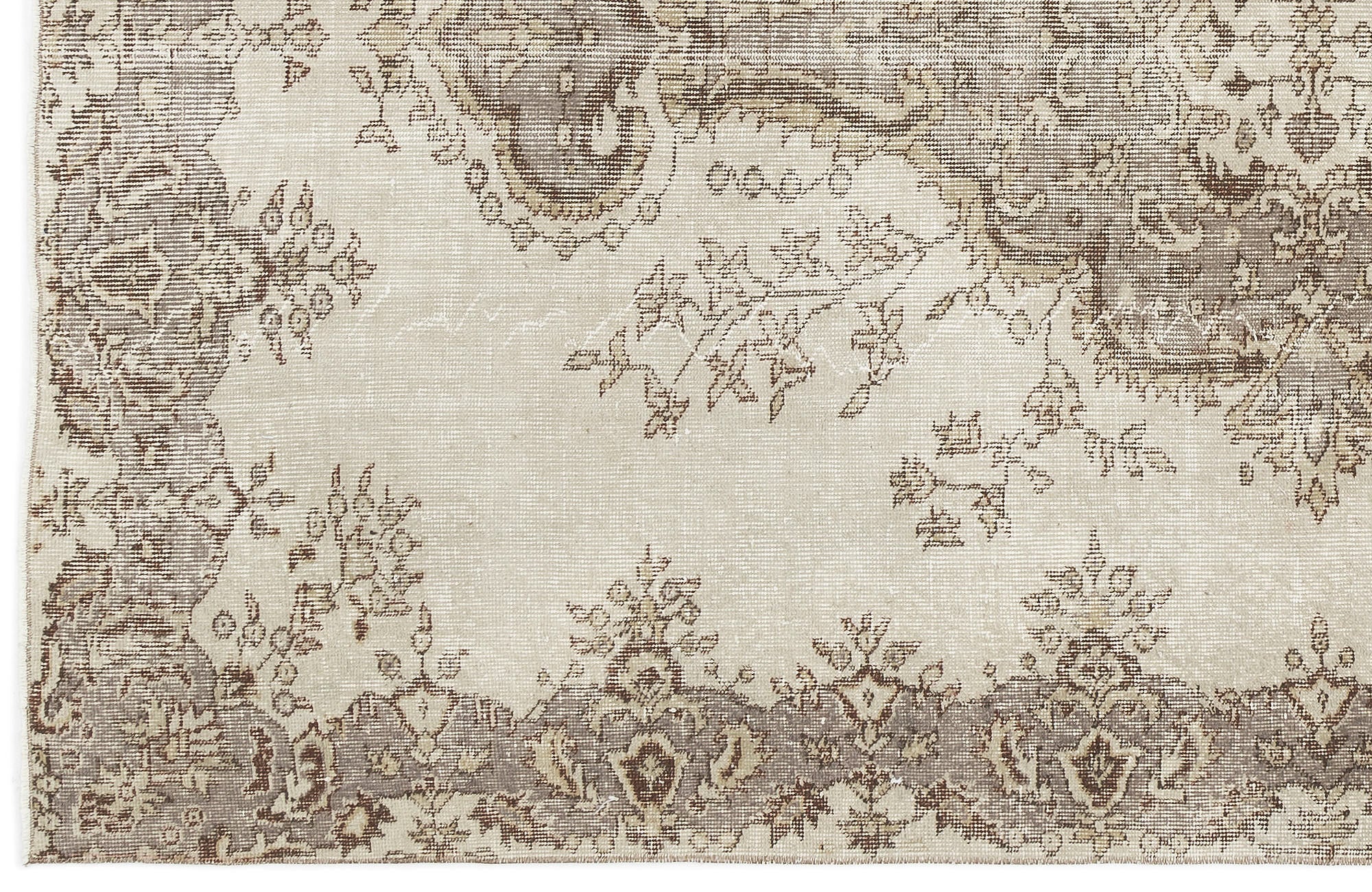Atina Beige Vintage Wool Handmade Area Rug 6'1" x 9'1"