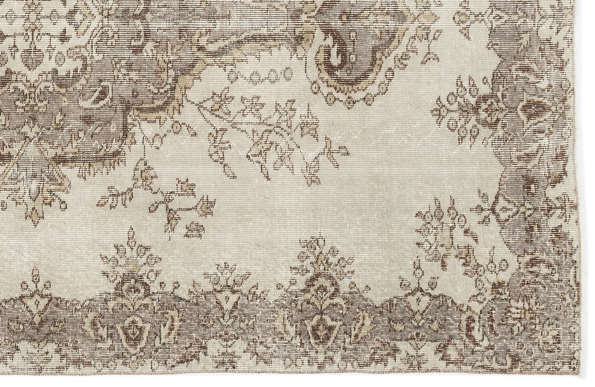 Atina Beige Vintage Wool Handmade Area Rug 6'1" x 9'1"