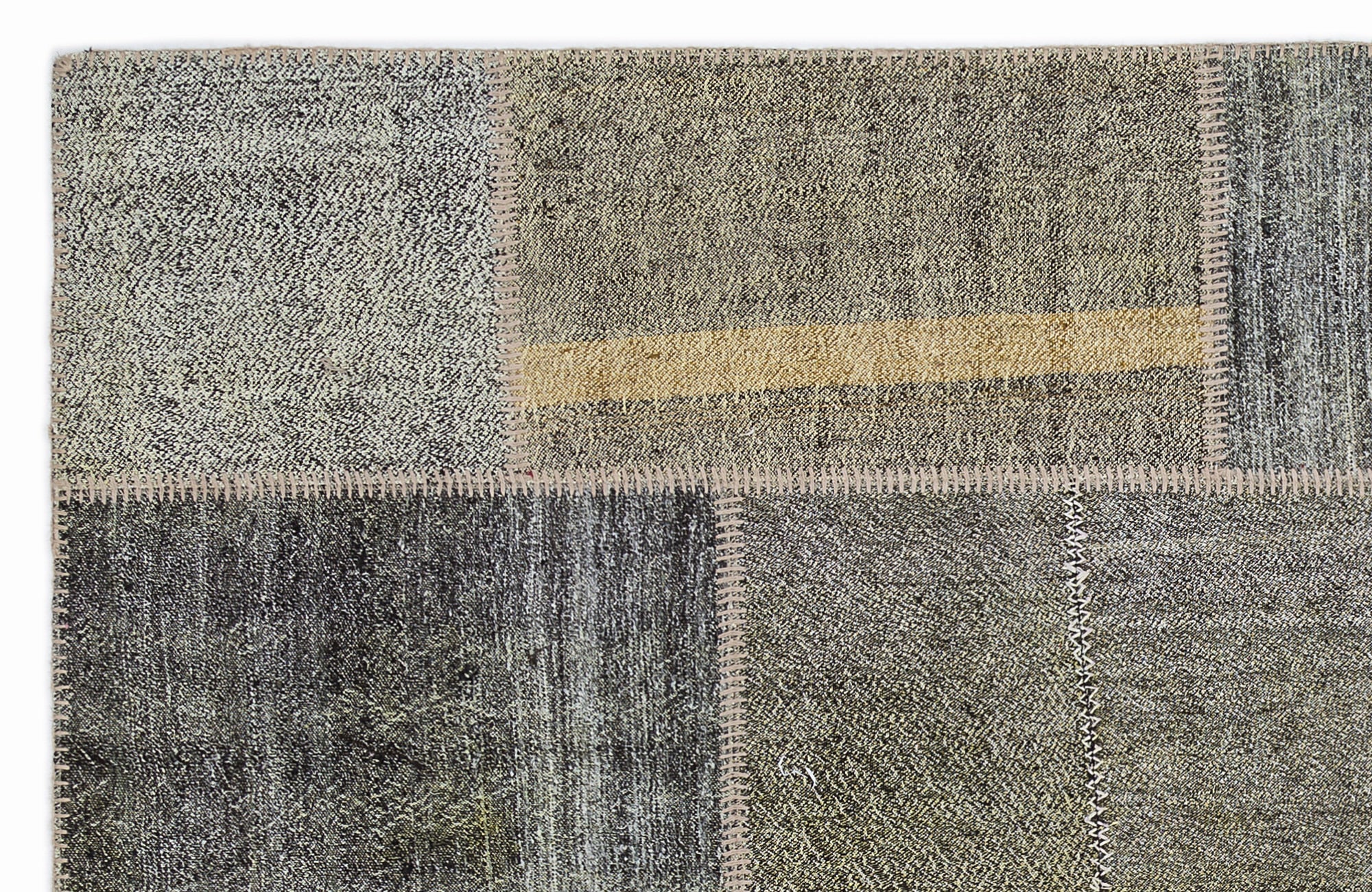 Teselya 1202 Grey Striped Wool Handmade Area Rug 5'3" x 7'7"