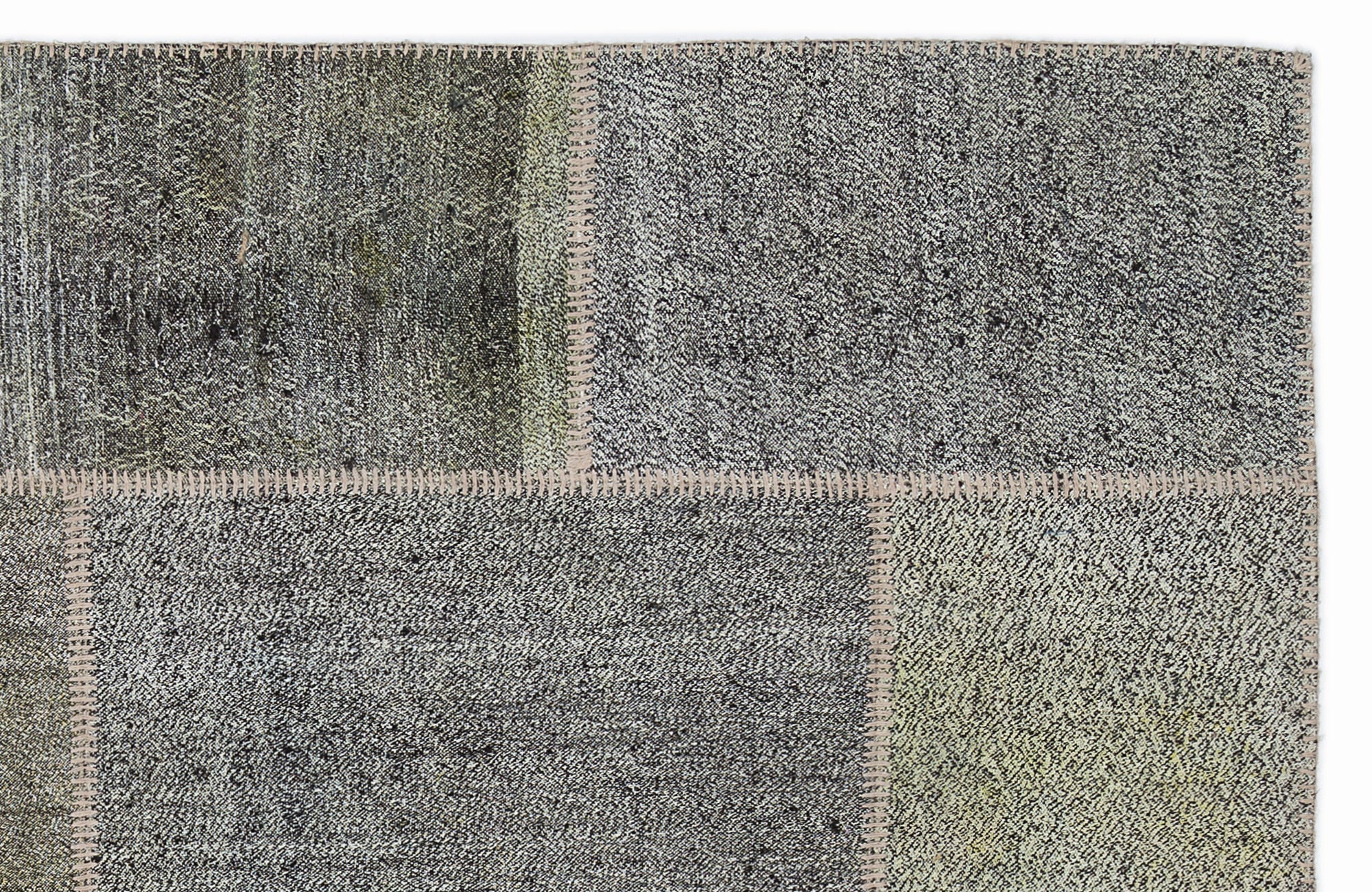Teselya 1202 Grey Striped Wool Handmade Area Rug 5'3" x 7'7"