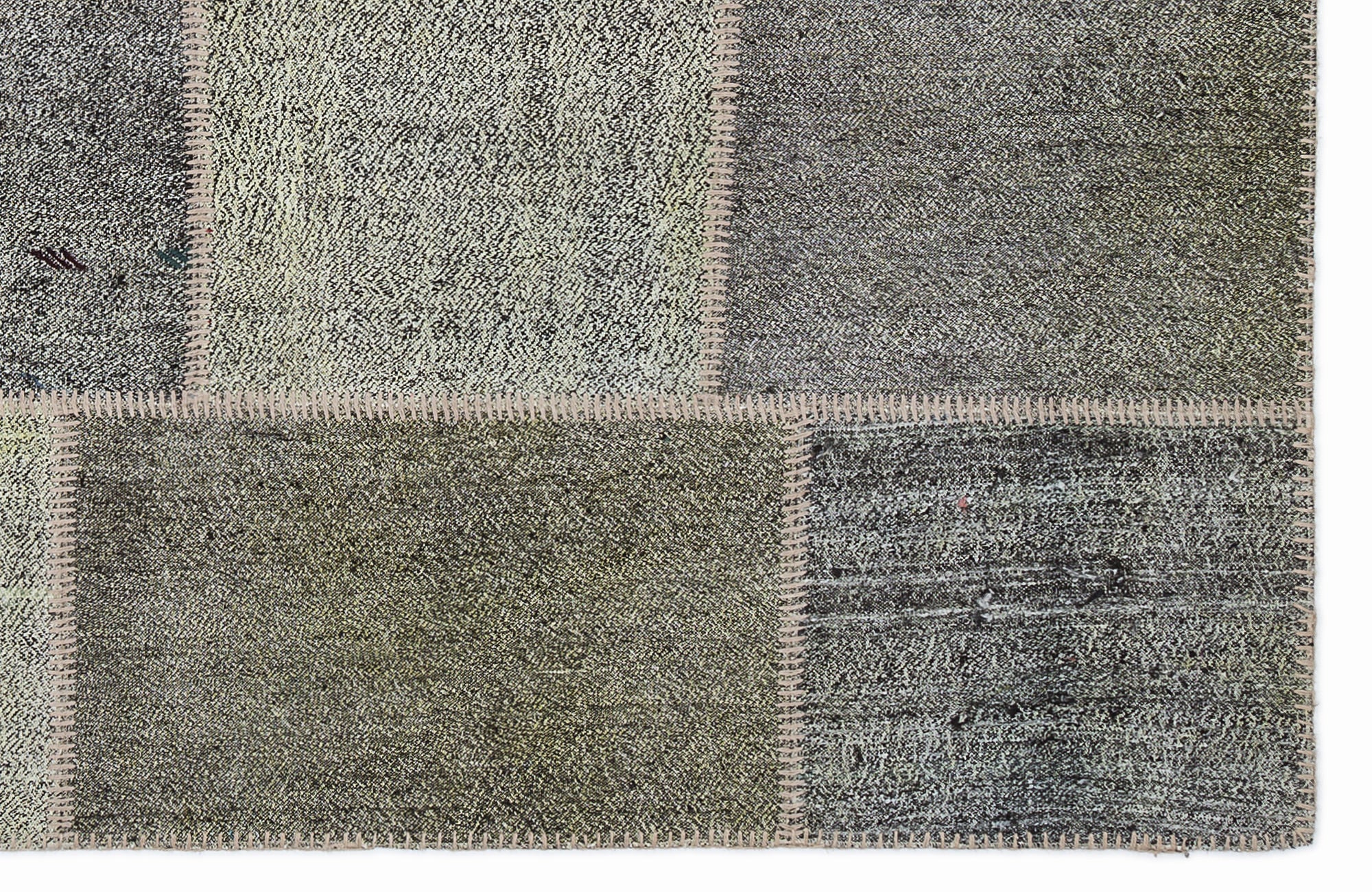 Teselya 1202 Grey Striped Wool Handmade Area Rug 5'3" x 7'7"