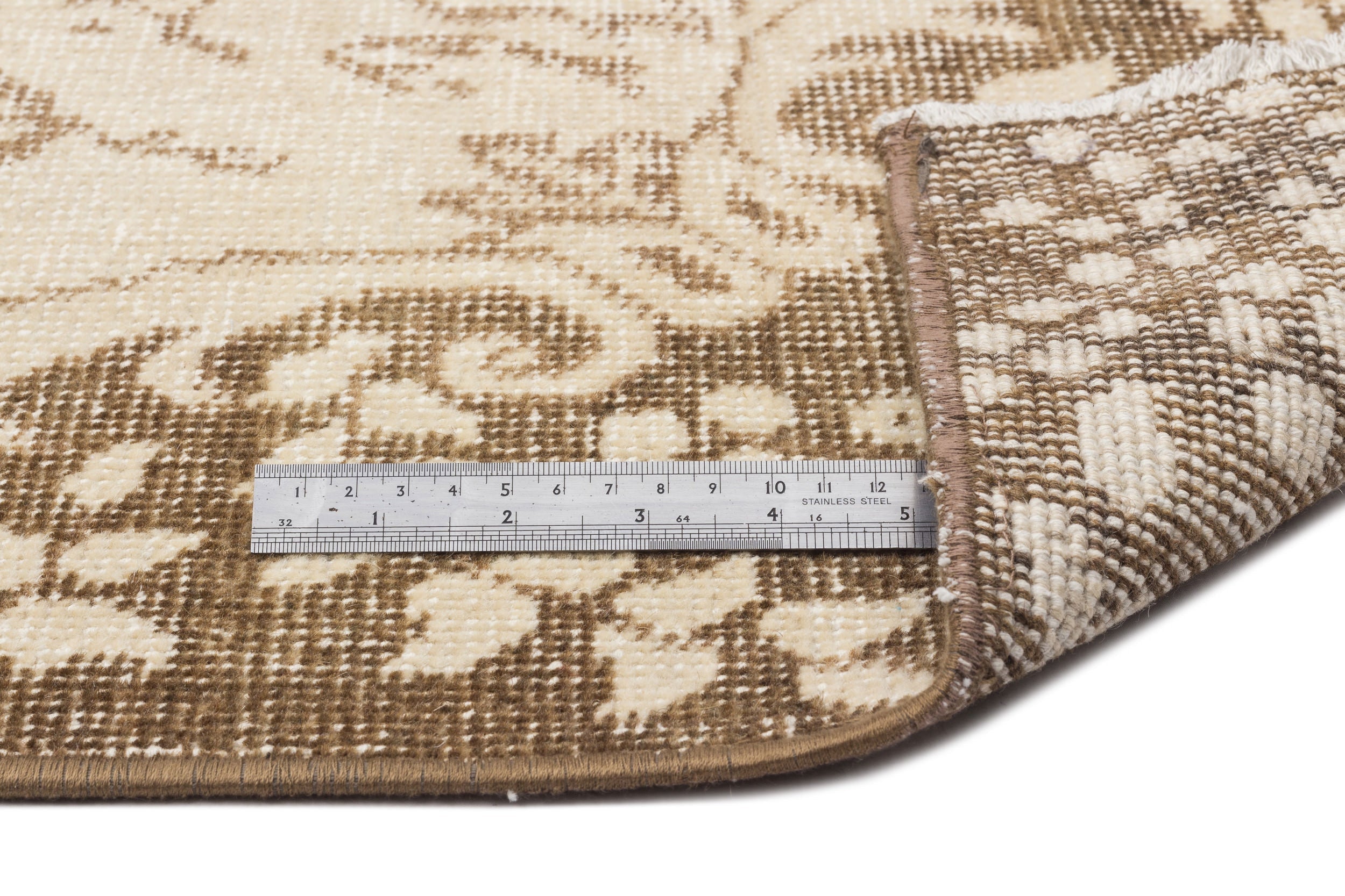 Atina Beige Vintage Wool Handmade Area Rug 5'6" x 9'11"