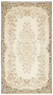 Atina Beige Vintage Wool Handmade Area Rug 5'6" x 9'11"