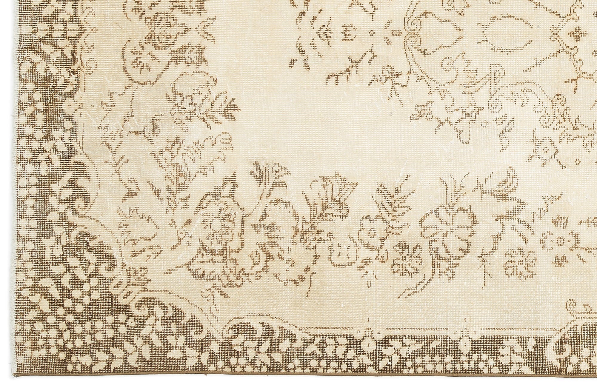 Atina Beige Vintage Wool Handmade Area Rug 5'6" x 9'11"