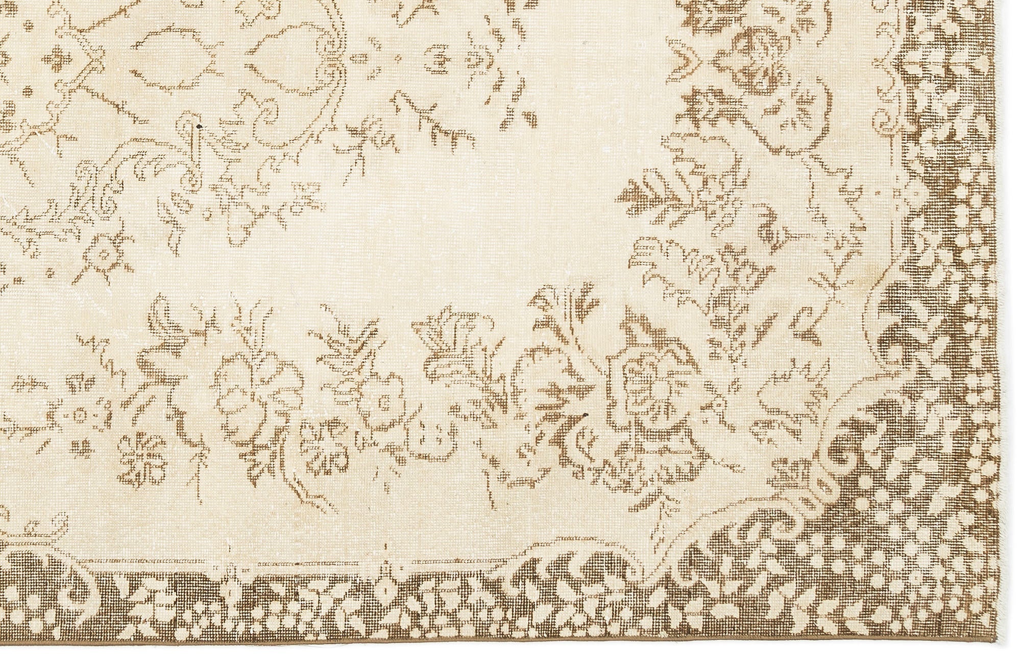 Atina Beige Vintage Wool Handmade Area Rug 5'6" x 9'11"