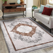 Viscose Area Rug - Classic Beige Machine Made Rug With Soft Pile & Durable Cotton Weft