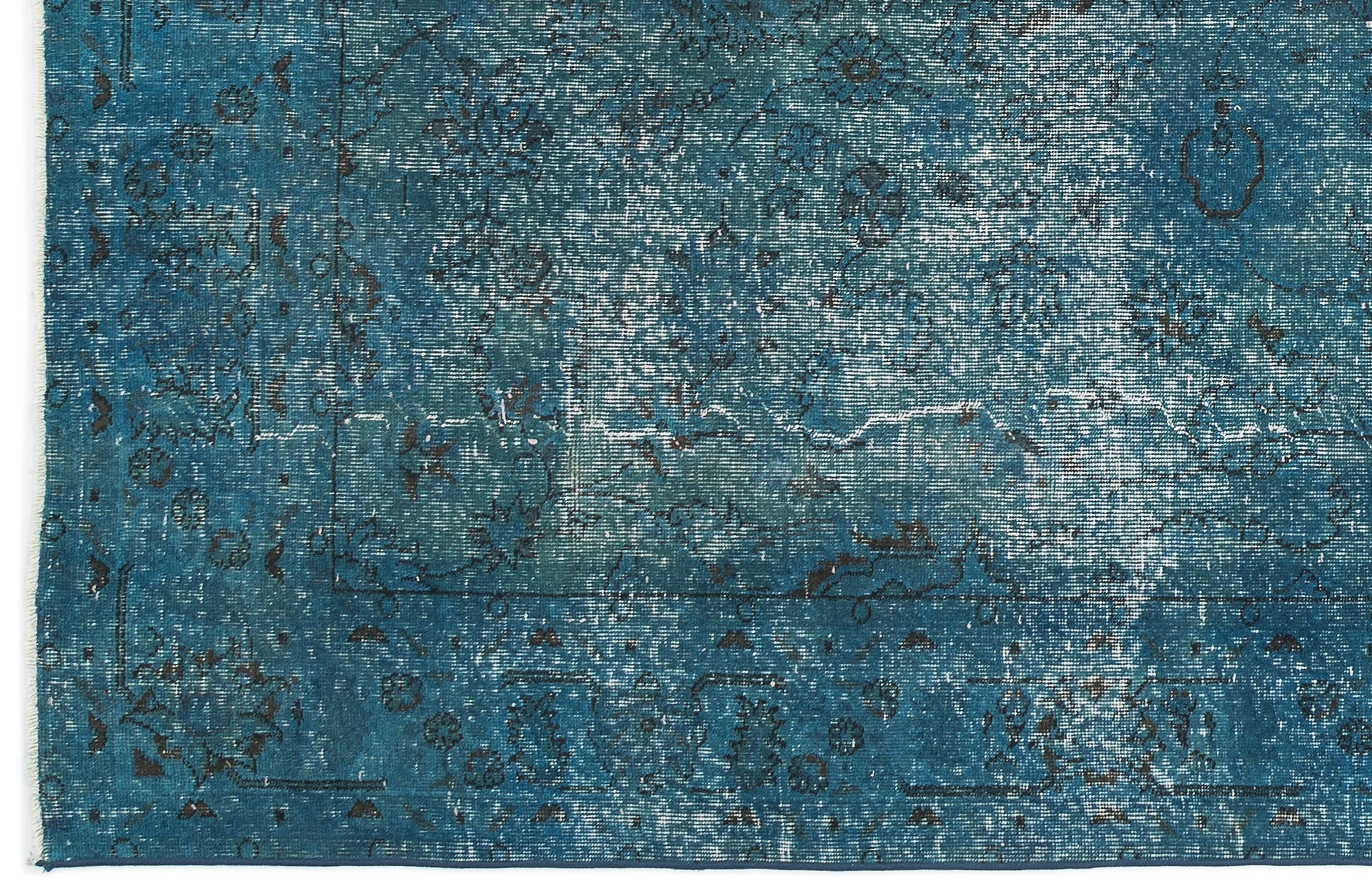 Atina Turquoise Vintage Wool Handmade Area Rug 6'9" x 10'8"