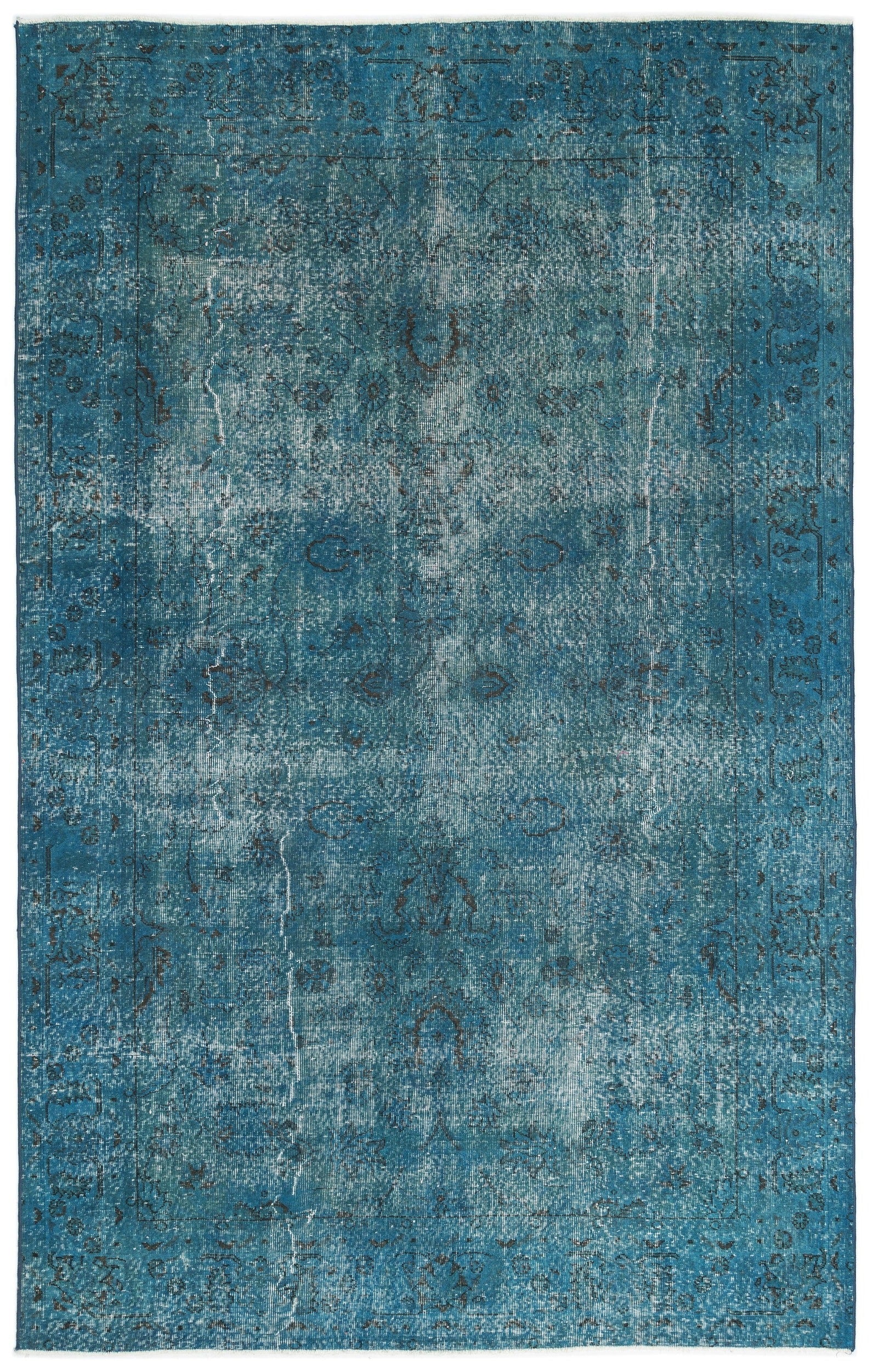 Atina Turquoise Vintage Wool Handmade Area Rug 6'9" x 10'8"