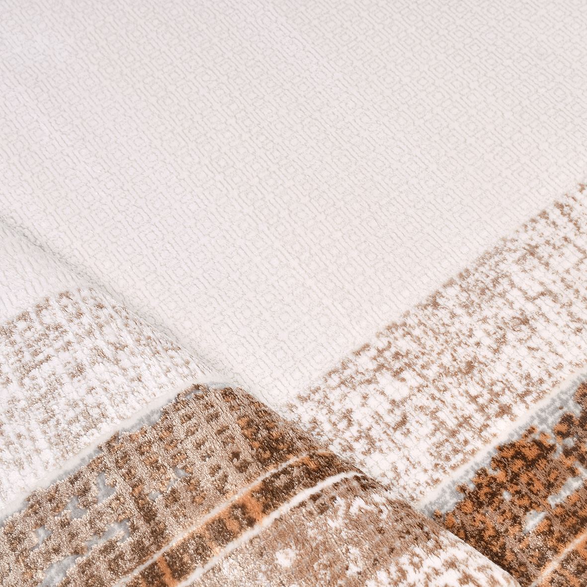 Cream Area Rug - Machine Made Rug with Frame Design | Durable Polyester Carpet