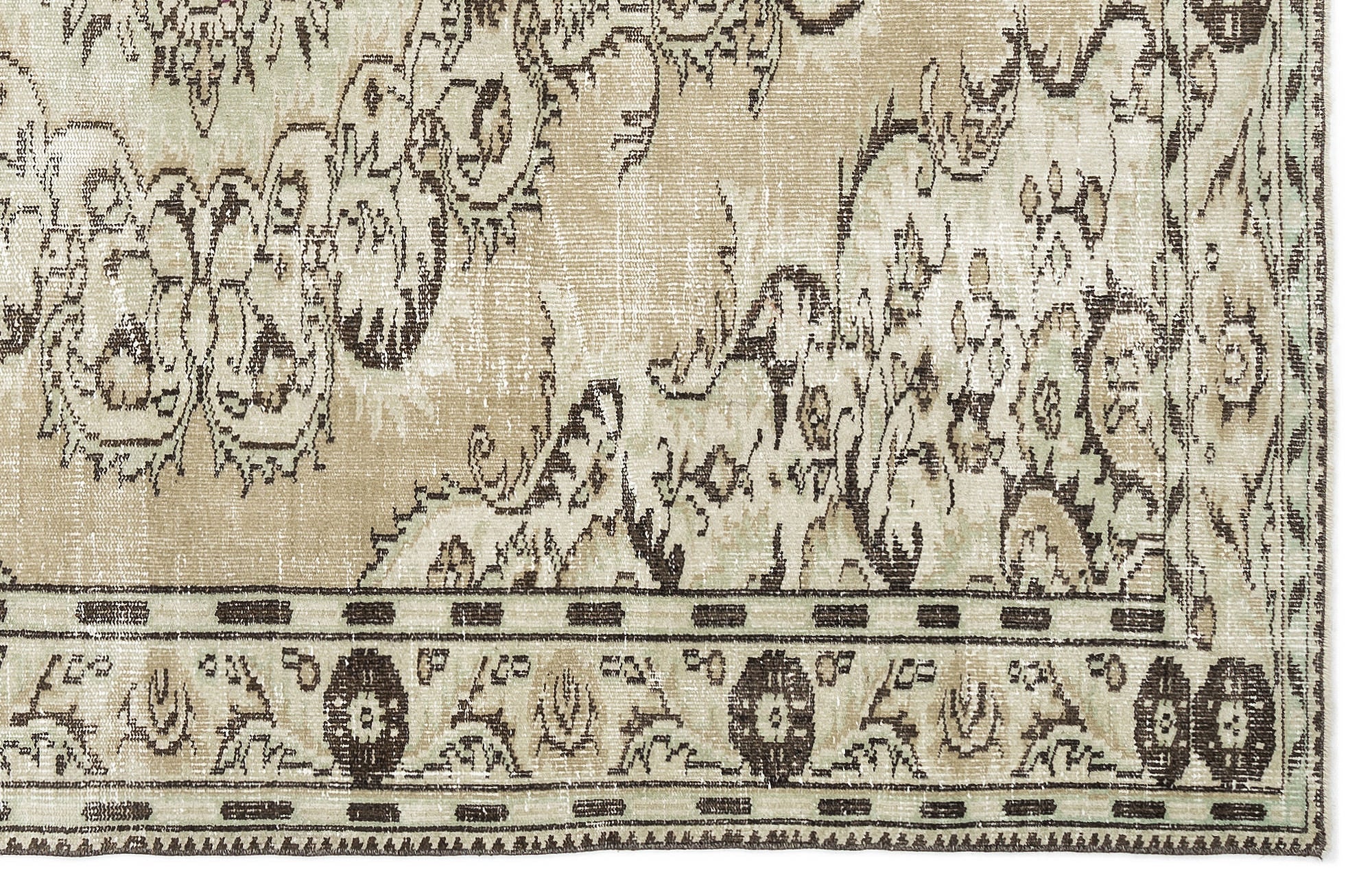 Atina Beige Vintage Wool Handmade Area Rug 5'10" x 9'4"