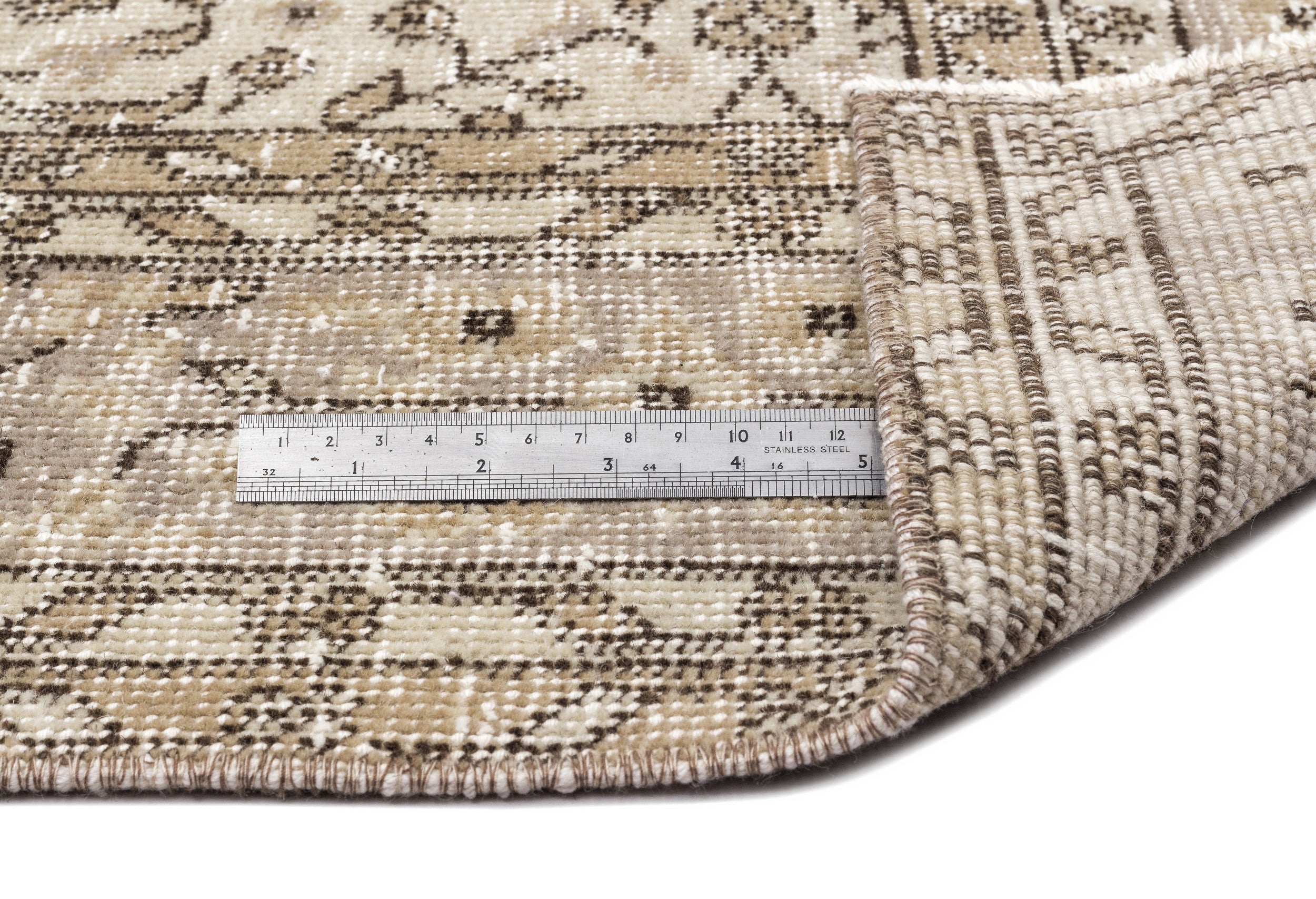 Atina 12089 Beige Vintage Wool Handmade Area Rug 5'8" x 9'1"
