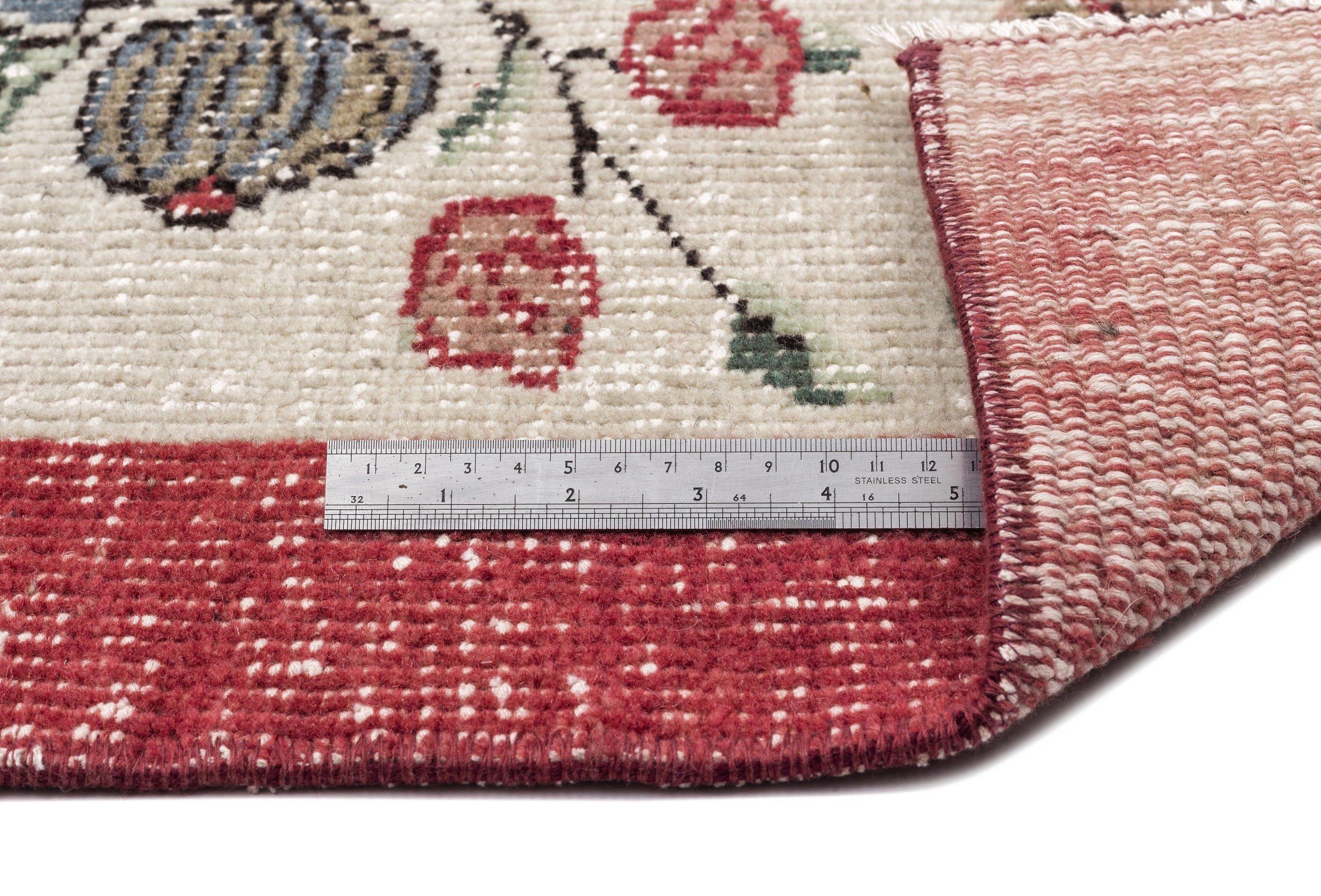 Atina Beige Vintage Wool Handmade Area Rug 6'9" x 8'0"