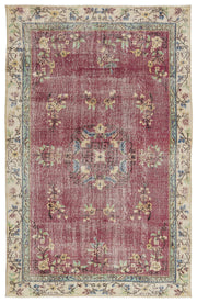 Atina Burgundy Classic Wool Handmade Area Rug 6'2" x 9'11"