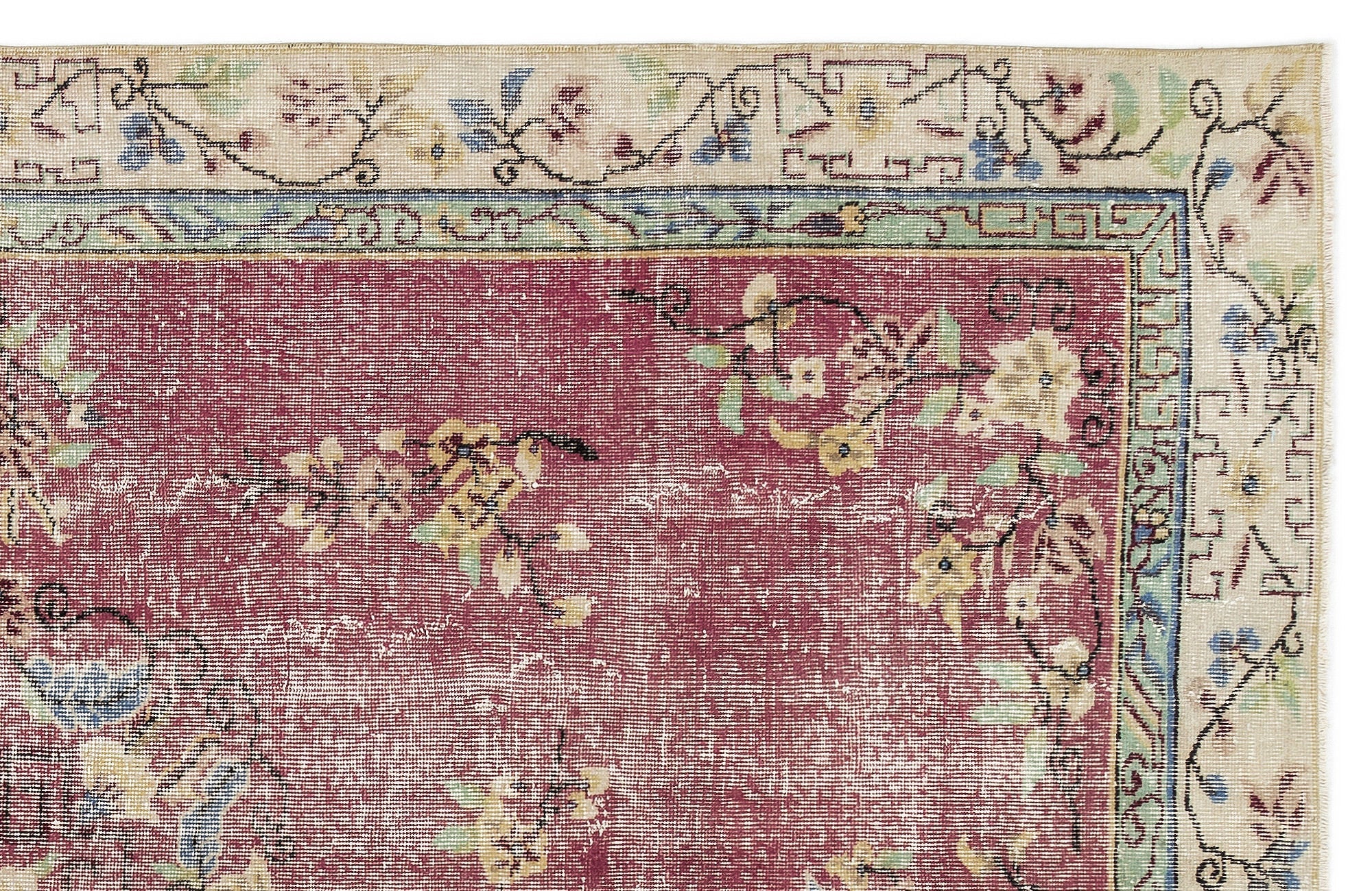 Atina Burgundy Classic Wool Handmade Area Rug 6'2" x 9'11"