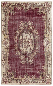 Atina Burgundy Classic Wool Handmade Area Rug 6'1" x 9'6"