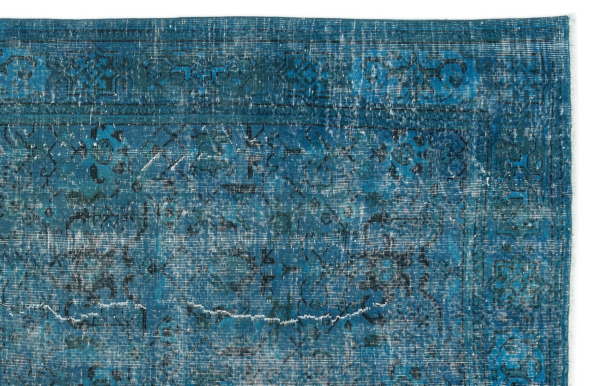 Atina Turquoise Vintage Wool Handmade Area Rug 6'3" x 9'9"