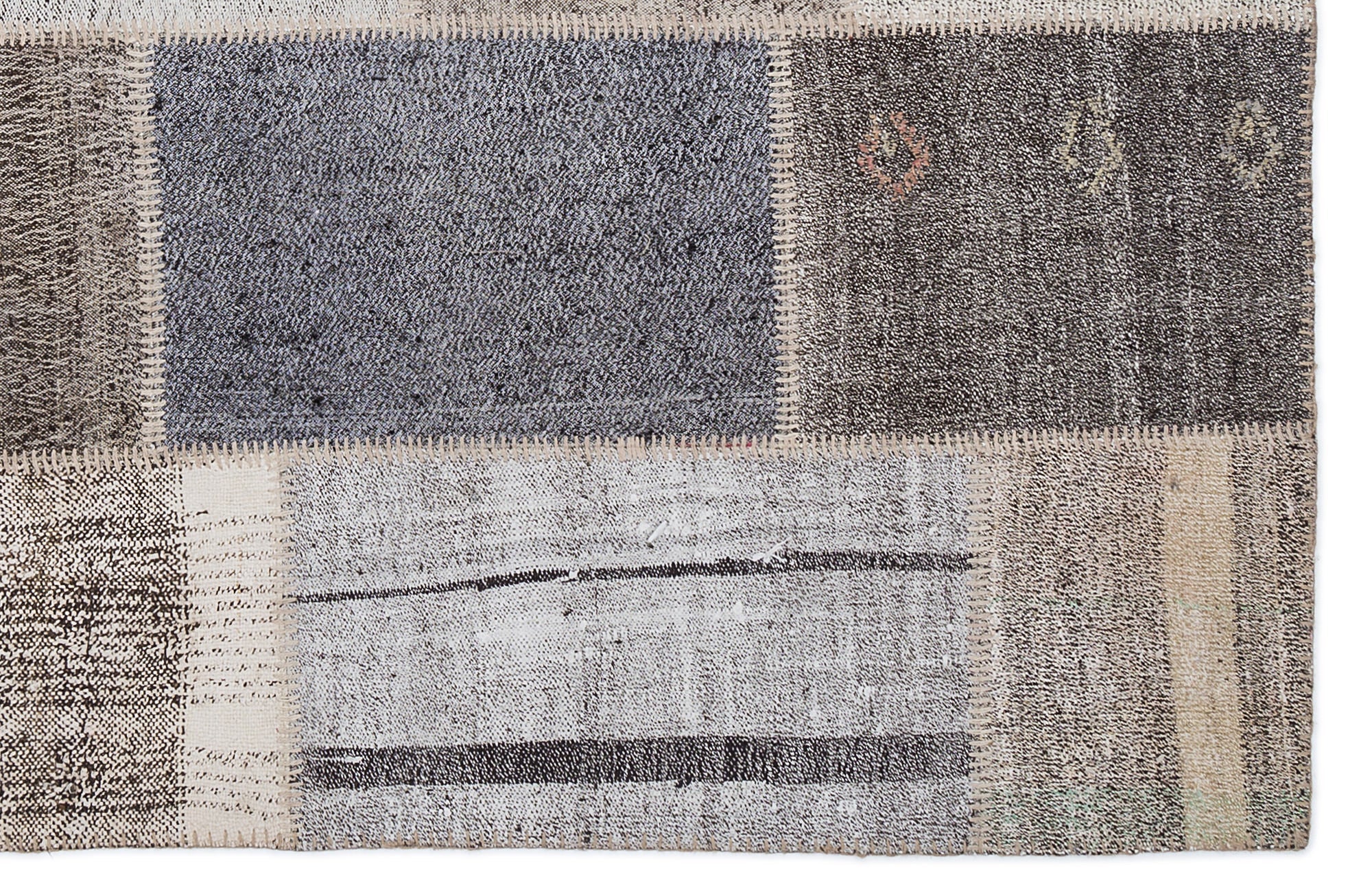 Teselya 1212 Beige Striped Wool Handmade Area Rug 5'3" x 7'7"