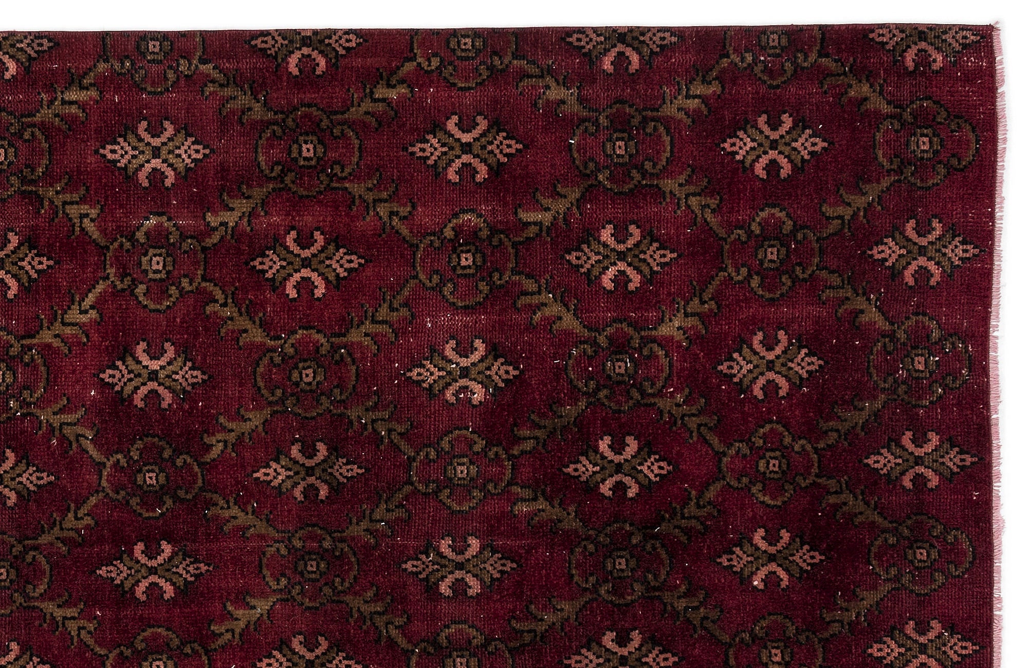 Atina Burgundy Vintage Wool Handmade Area Rug 5'1" x 8'11"