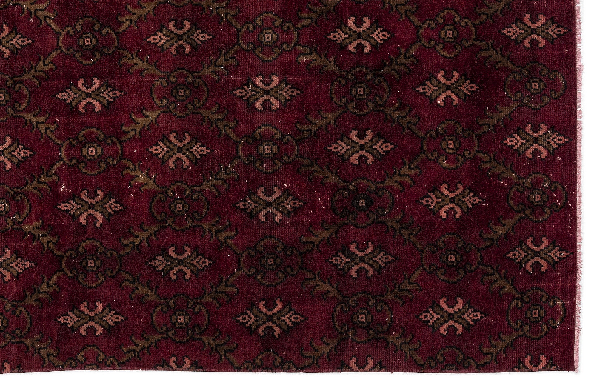 Atina Burgundy Vintage Wool Handmade Area Rug 5'1" x 8'11"