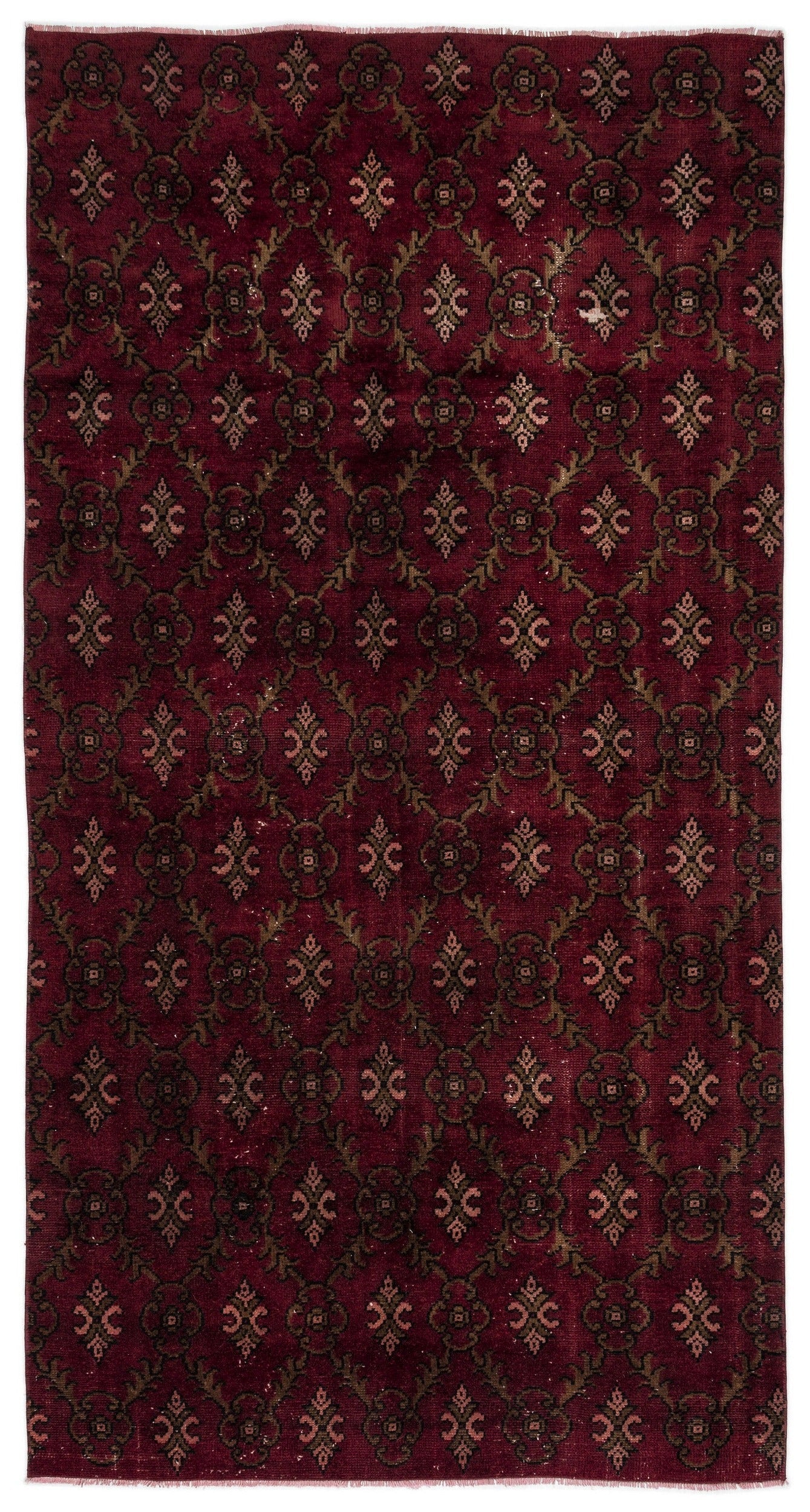 Atina Burgundy Vintage Wool Handmade Area Rug 5'1" x 8'11"