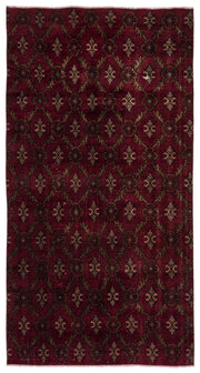 Atina Burgundy Vintage Wool Handmade Area Rug 5'1" x 8'11"