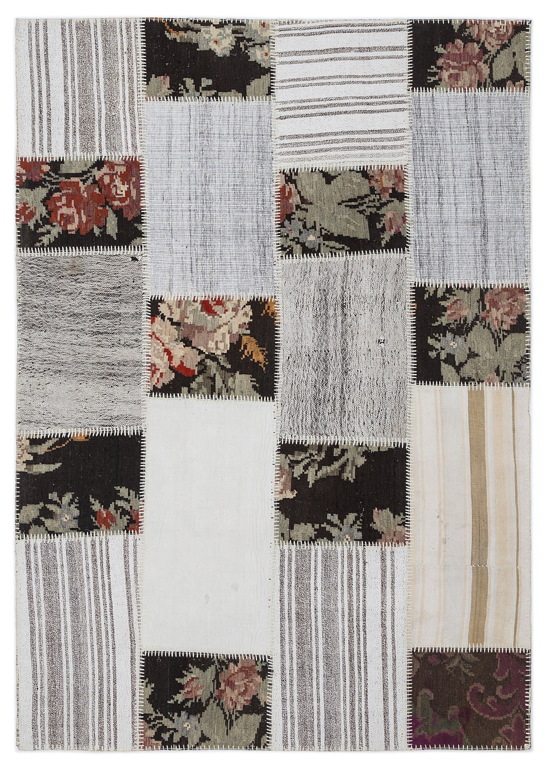 Teselya 1214 Beige Floral Wool Handmade Area Rug 5'3" x 7'7"