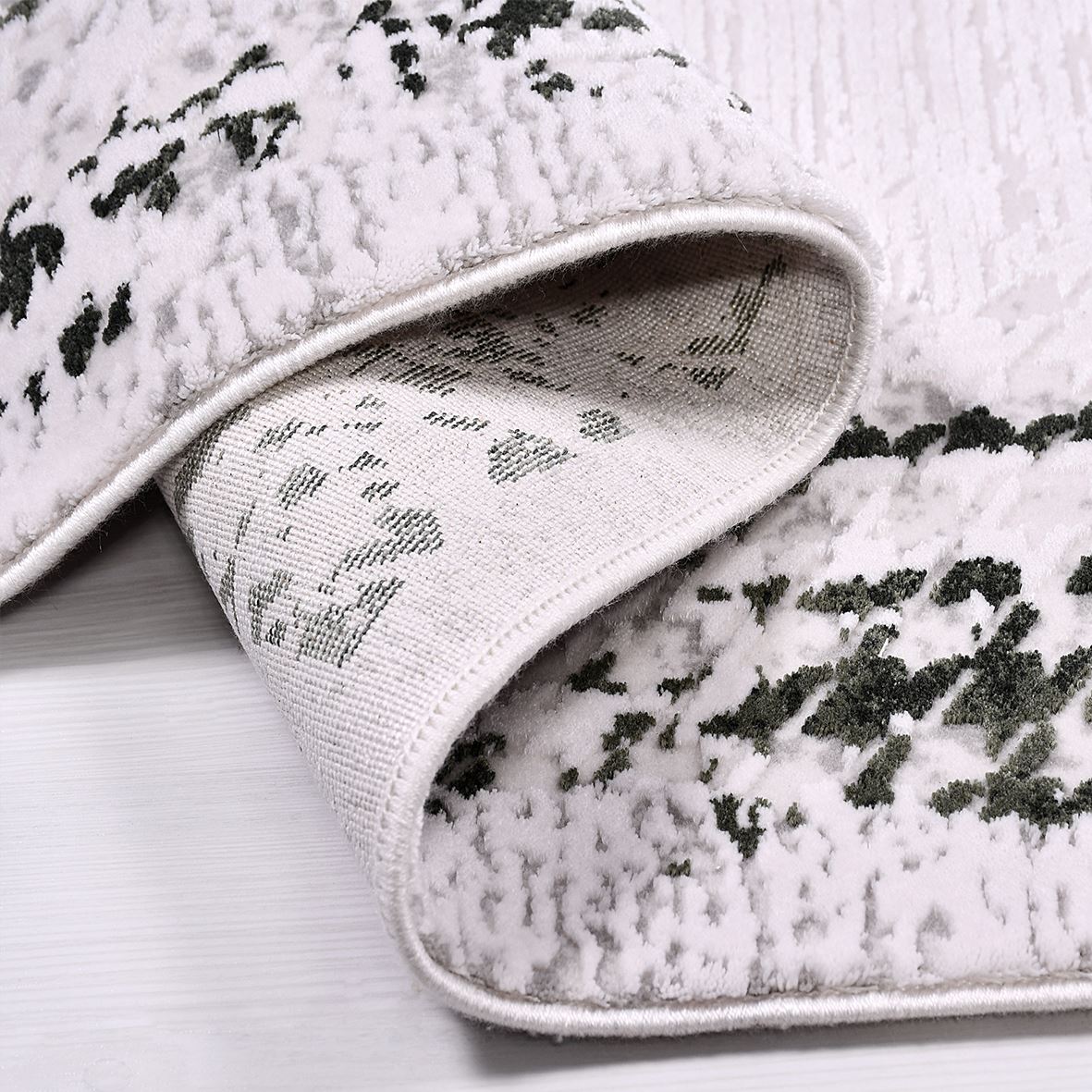 Viscose Area Rug – Machine Made Rug with White Frame & Soft Pile Carpet