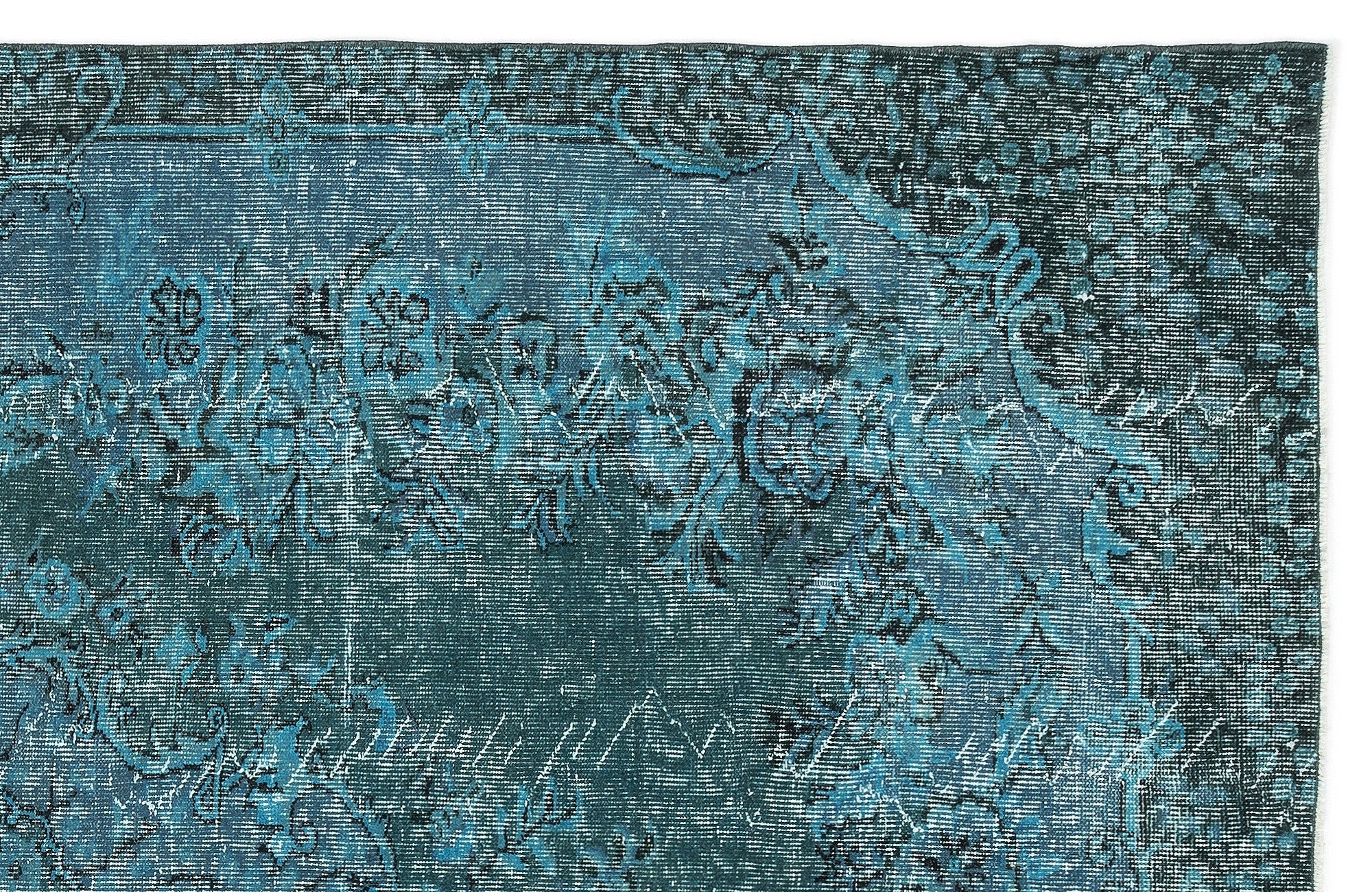 Atina Turquoise Vintage Wool Handmade Area Rug 6'4" x 9'3"