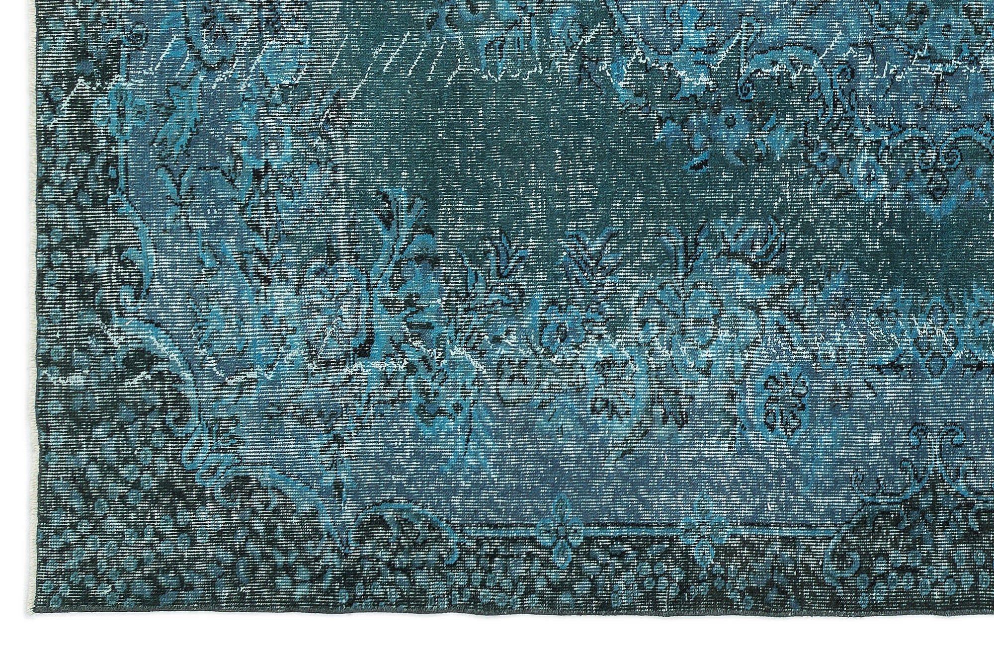 Atina Turquoise Vintage Wool Handmade Area Rug 6'4" x 9'3"