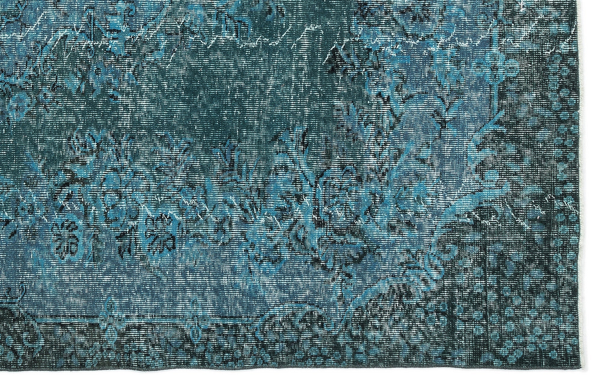 Atina Turquoise Vintage Wool Handmade Area Rug 6'4" x 9'3"