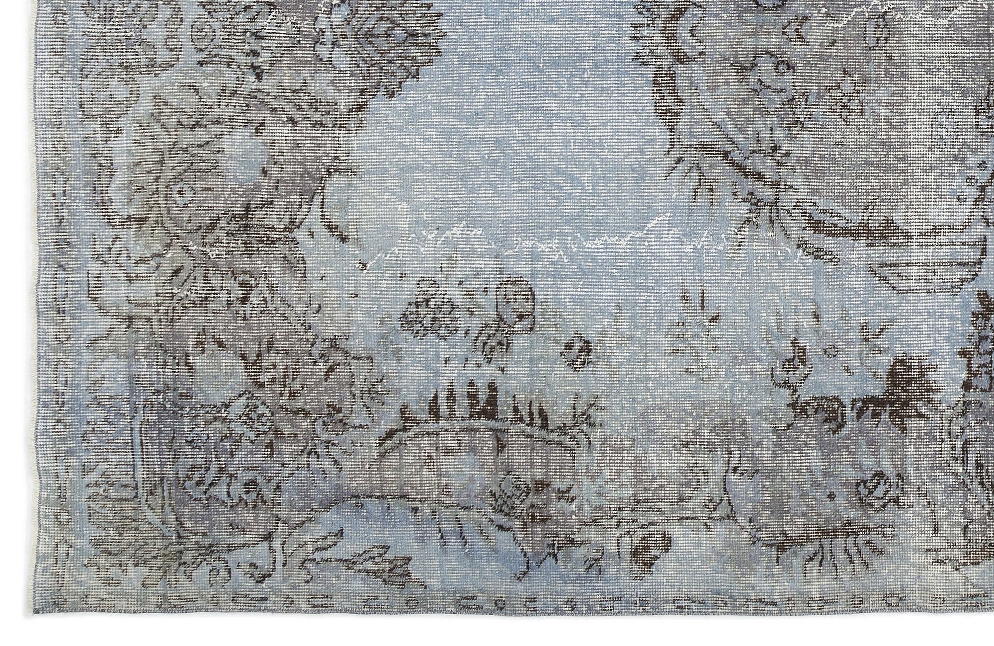 Atina Blue Vintage Wool Handmade Area Rug 6'1" x 9'1"