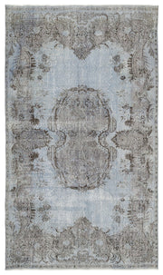 Atina Blue Vintage Wool Handmade Area Rug 6'1" x 9'1"