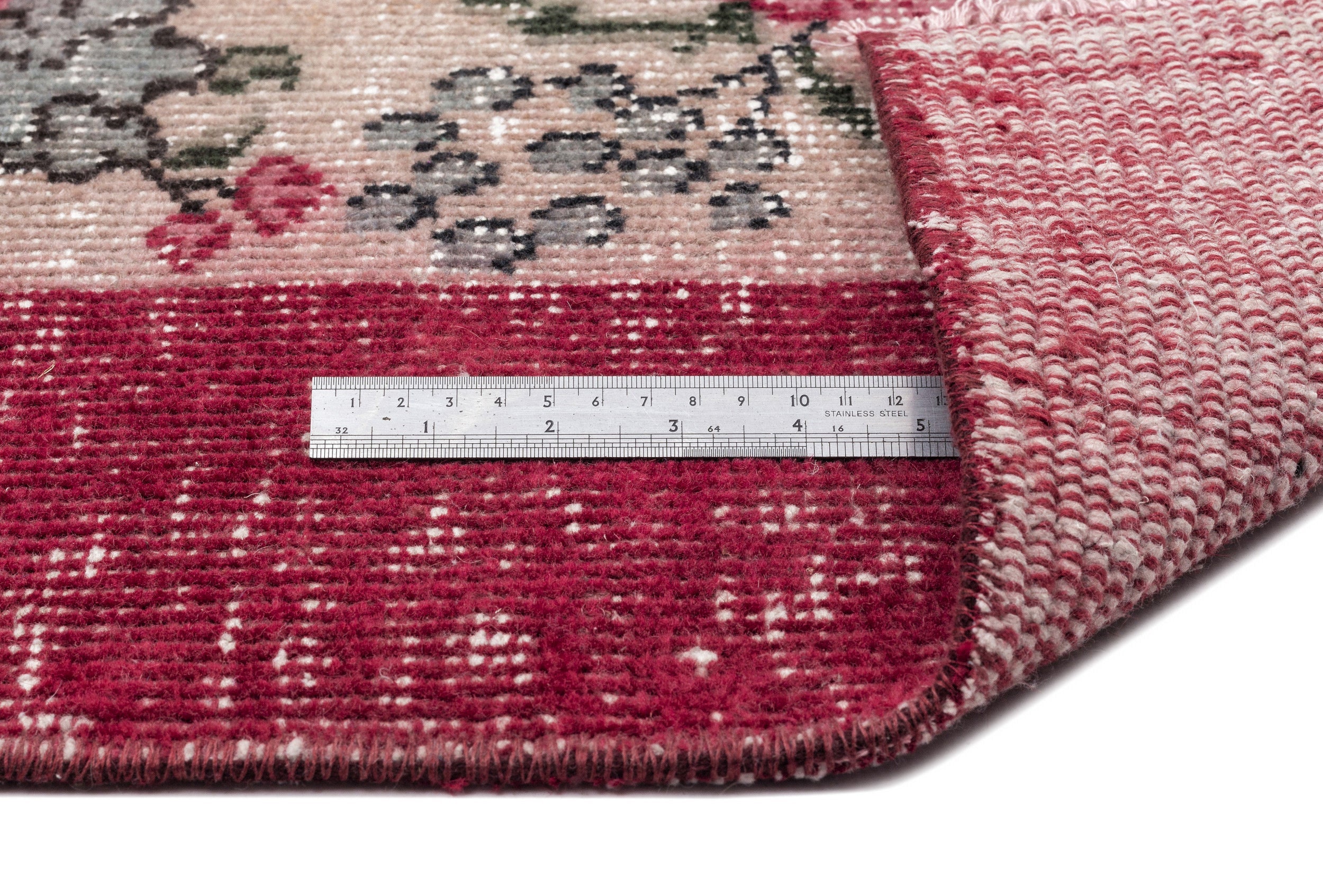 Atina Beige Vintage Wool Handmade Area Rug 6'5" x 9'8"