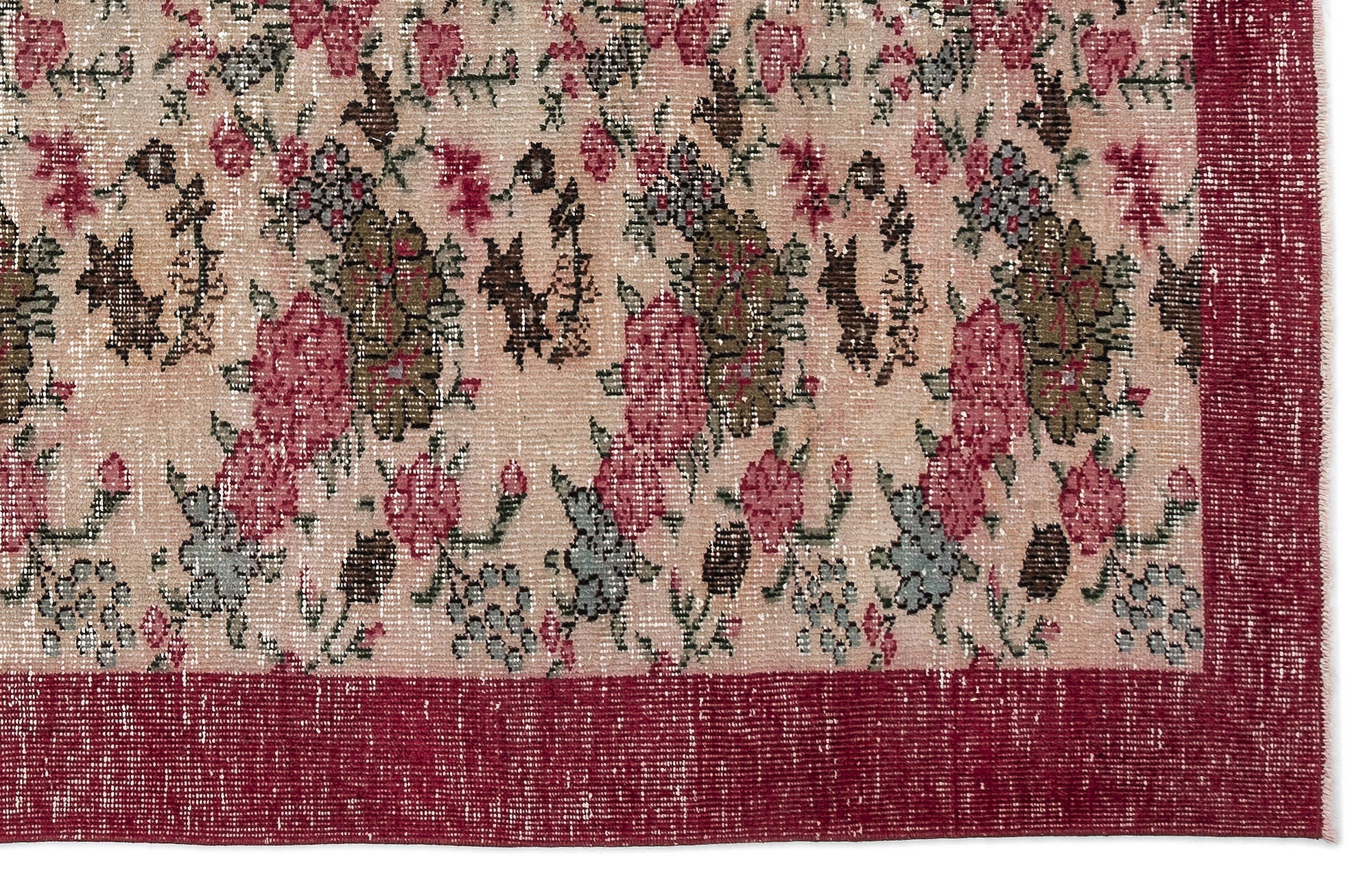 Atina Beige Vintage Wool Handmade Area Rug 6'5" x 9'8"