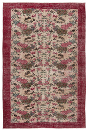 Atina Beige Vintage Wool Handmade Area Rug 6'5" x 9'8"