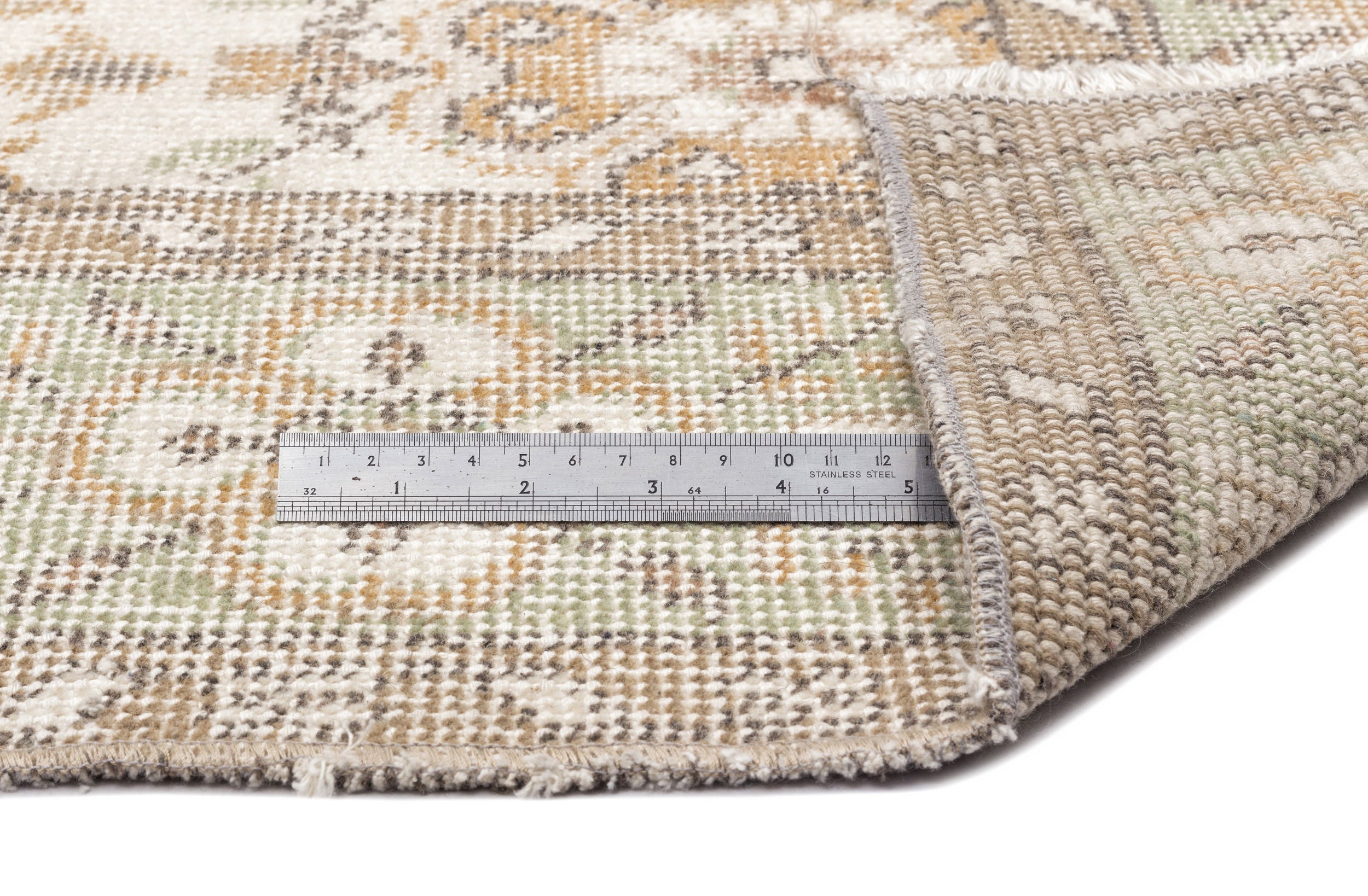 Atina Beige Vintage Wool Handmade Area Rug 6'1" x 10'0"