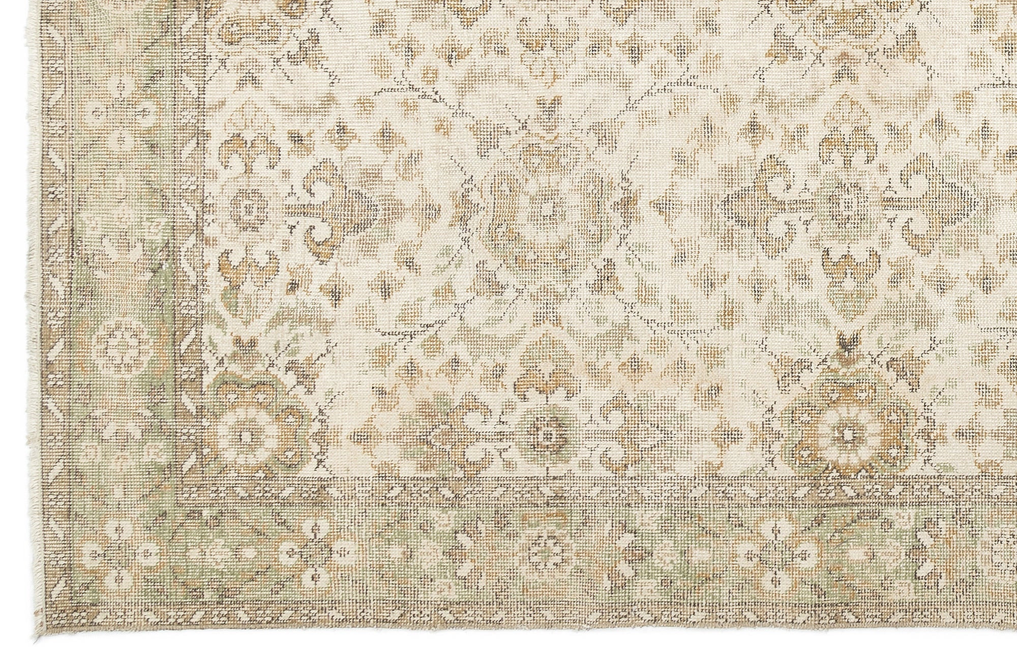 Atina Beige Vintage Wool Handmade Area Rug 6'1" x 10'0"